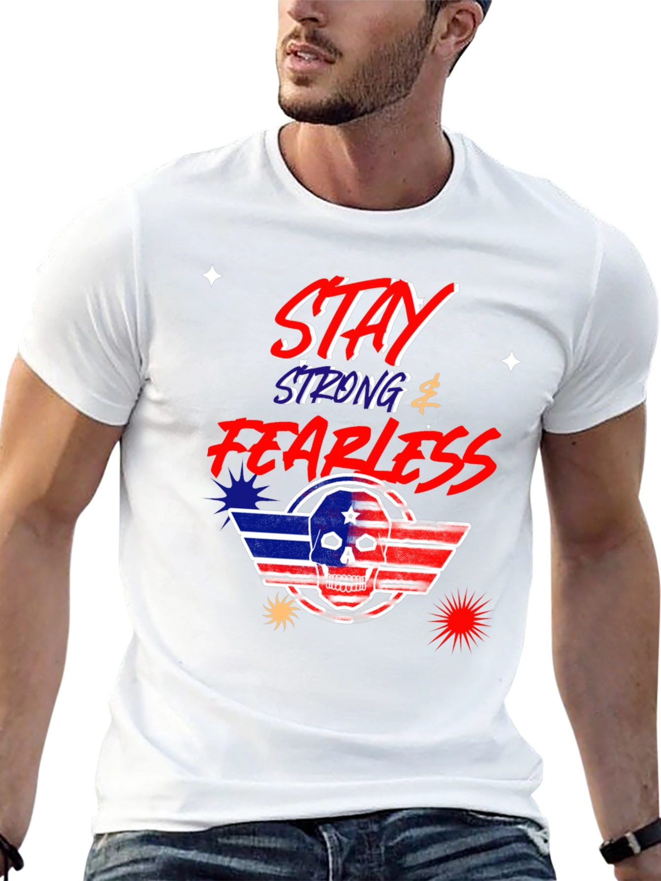 Black Stay Strong Fearless Graphic T-Shirt view 13