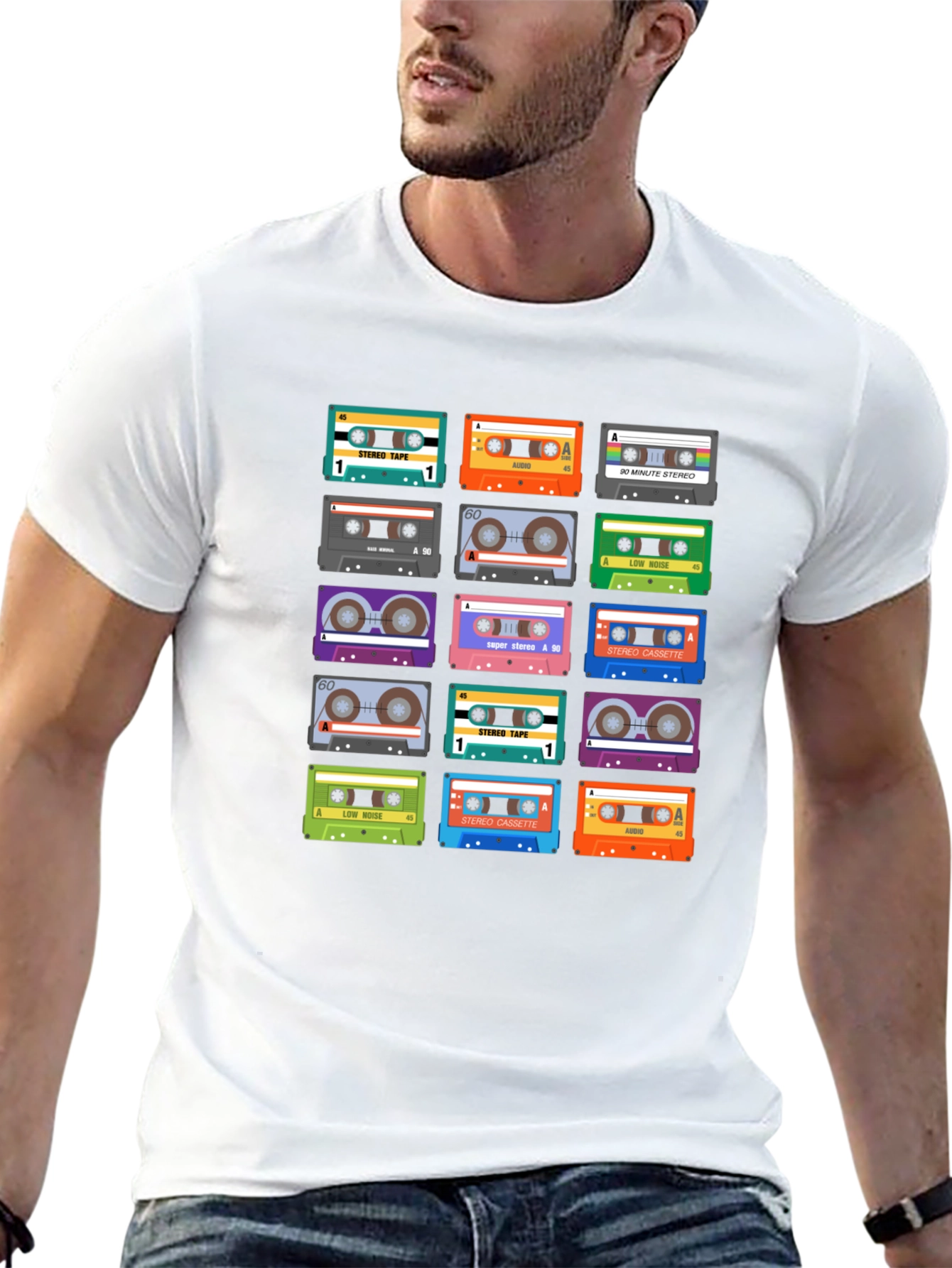 Black Retro Cassette Tape Graphic T-Shirt view 13