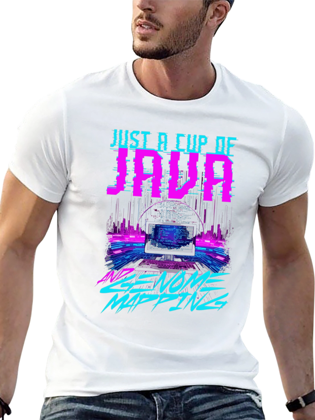 Black Just a Cup of JAVA and Genome Mapping Graphic T-Shirt view 13