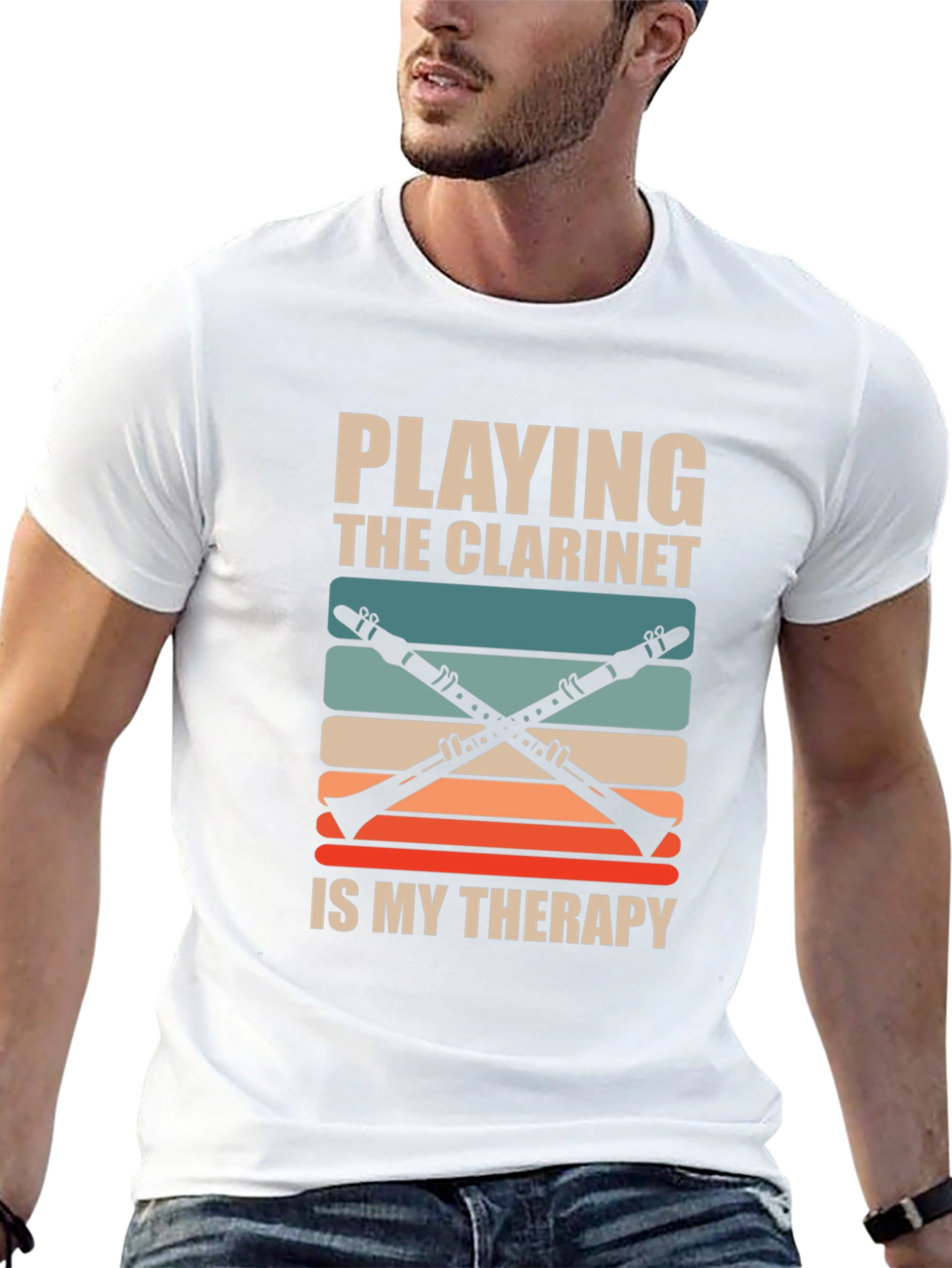 Black Clarinet Therapy T-Shirt - Musician Gift view 13