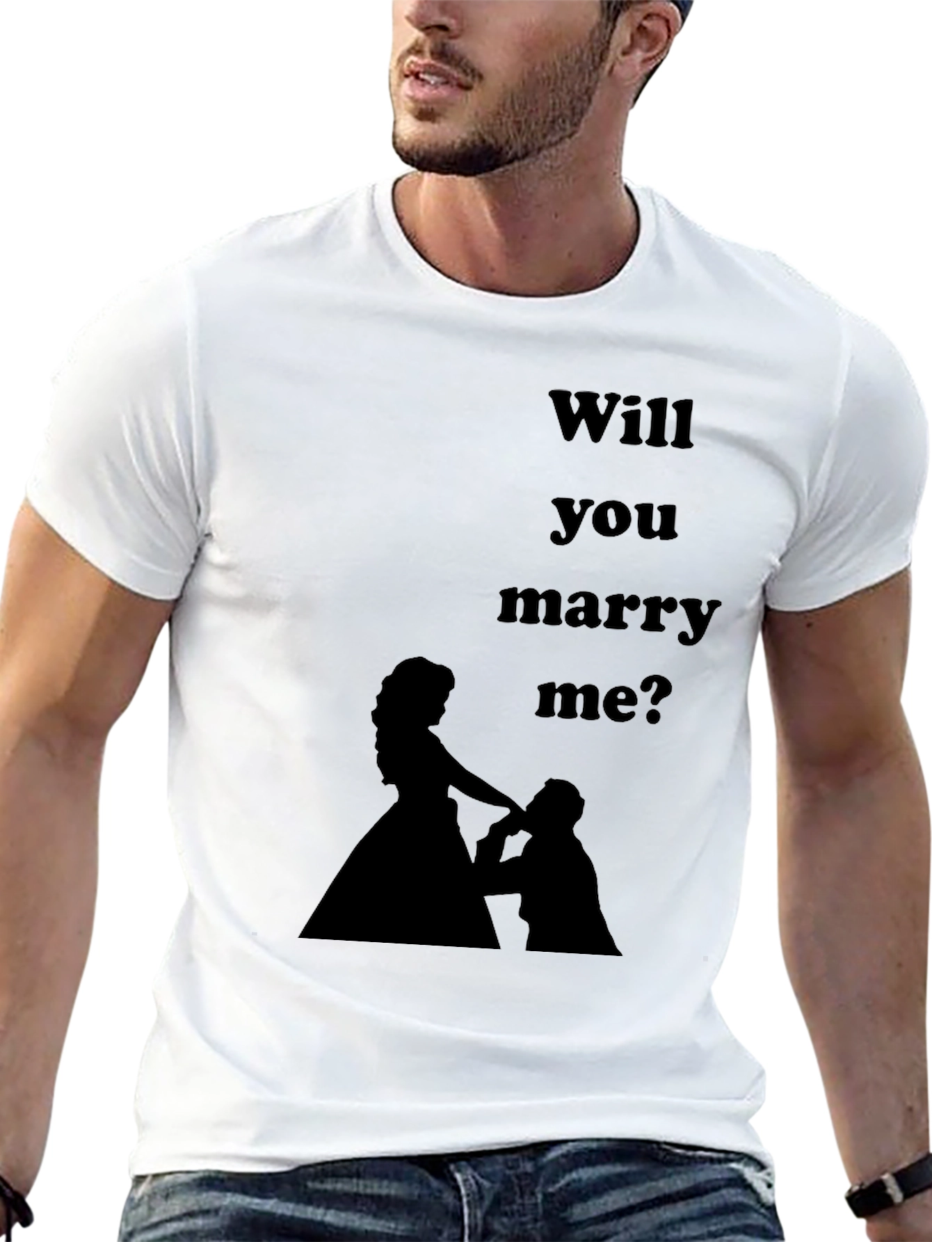 Black Will You Marry Me? Graphic Tee view 13