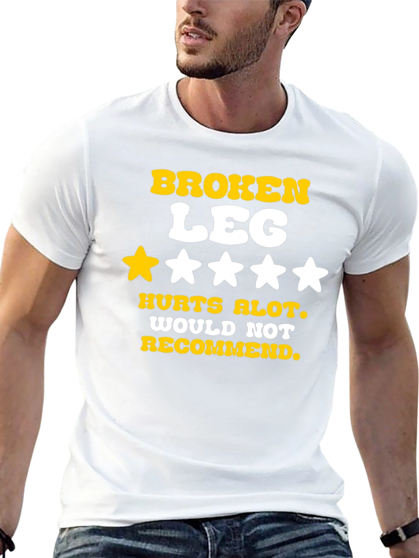 Black Broken Leg T-Shirt - Hurts Alot, Funny Tee view 13