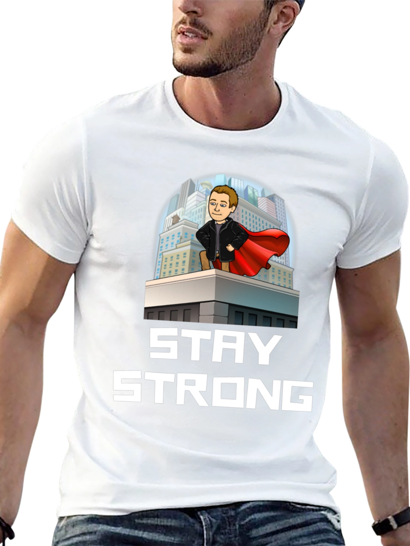 Black Stay Strong Superhero T-Shirt view 13