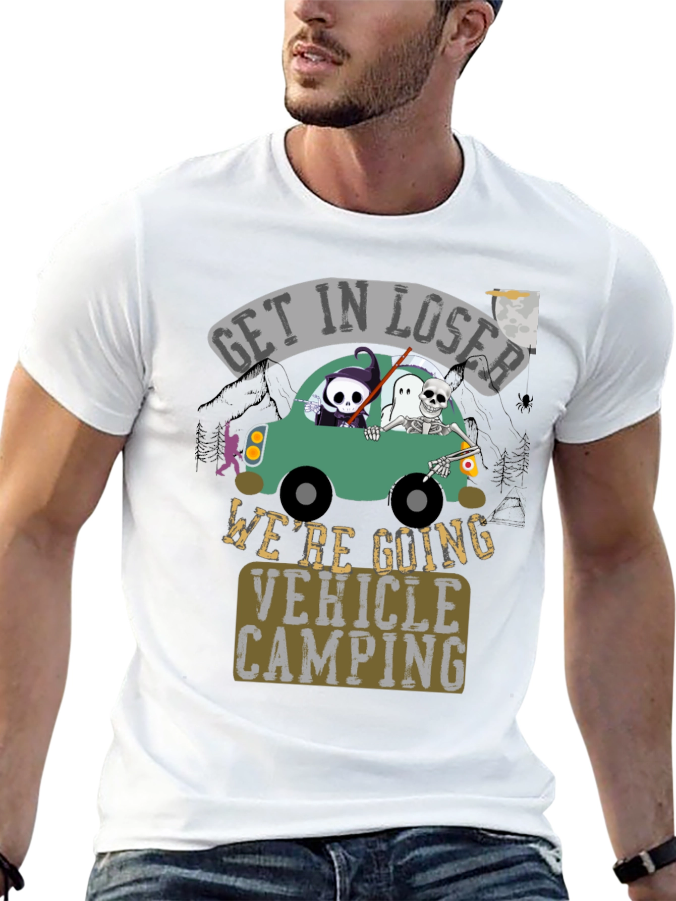 Black Get In Loser Vehicle Camping Graphic Tee view 13