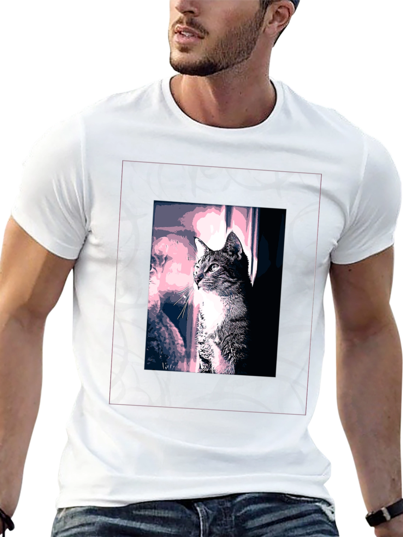 Black Cool Cat Graphic Tee - Stylish Black T-Shirt view 13