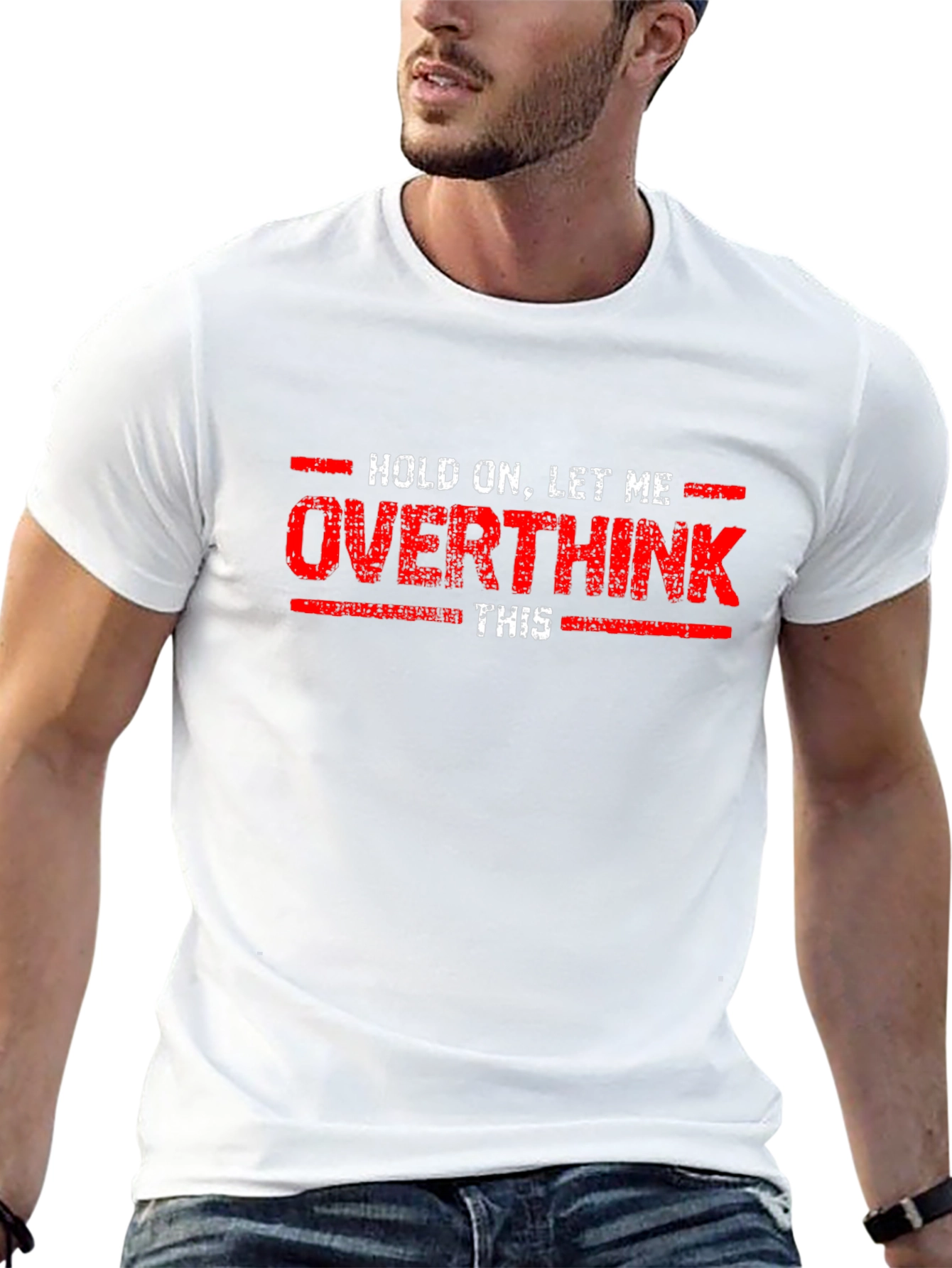 Black Overthink Funny Graphic T-Shirt view 13