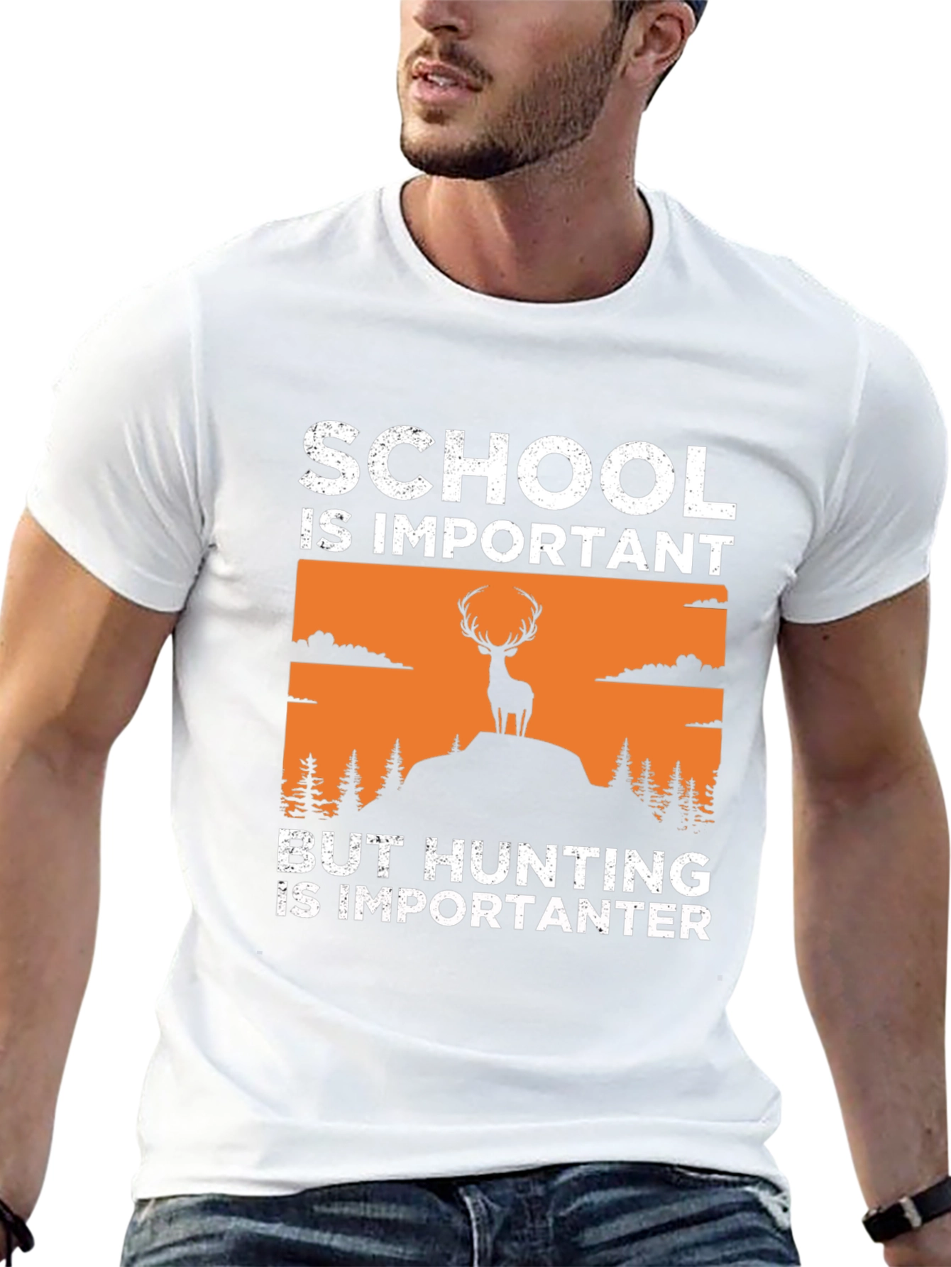 Black School Important Hunting More Importanter T-Shirt view 13