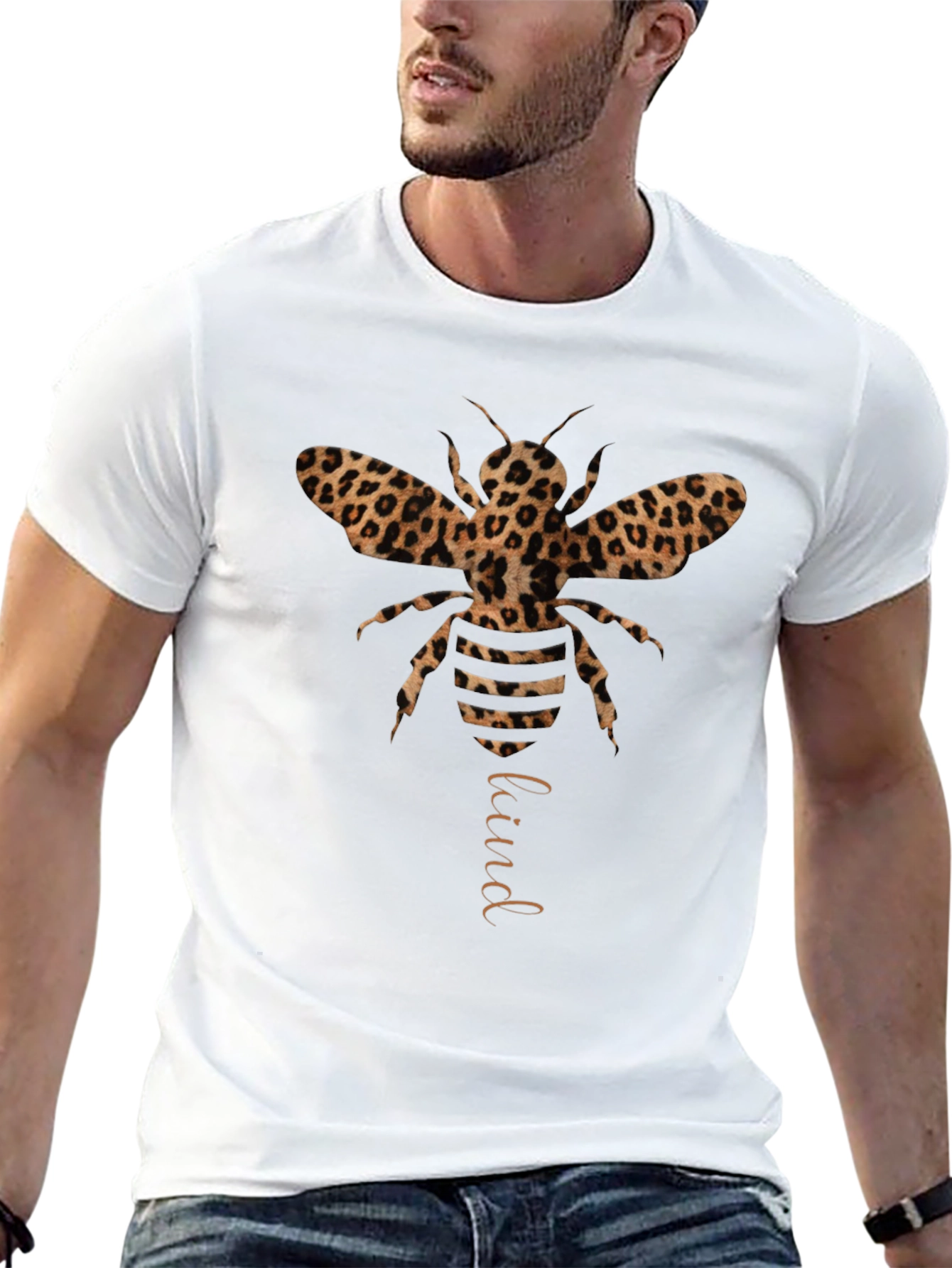 Black Leopard Print Bee Kind T-Shirt view 13