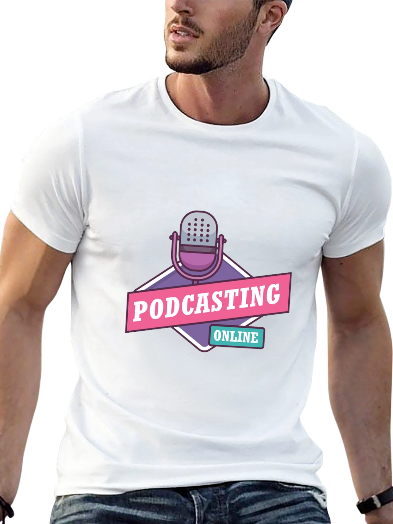 Black Podcasting Online Graphic Tee - Black Cotton T-Shirt view 13