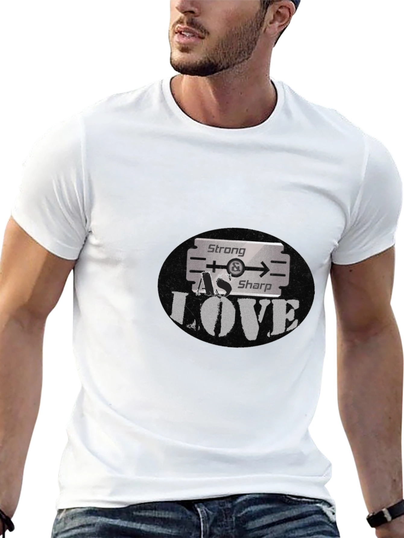 Black Strong As Sharp Love Graphic T-Shirt view 13