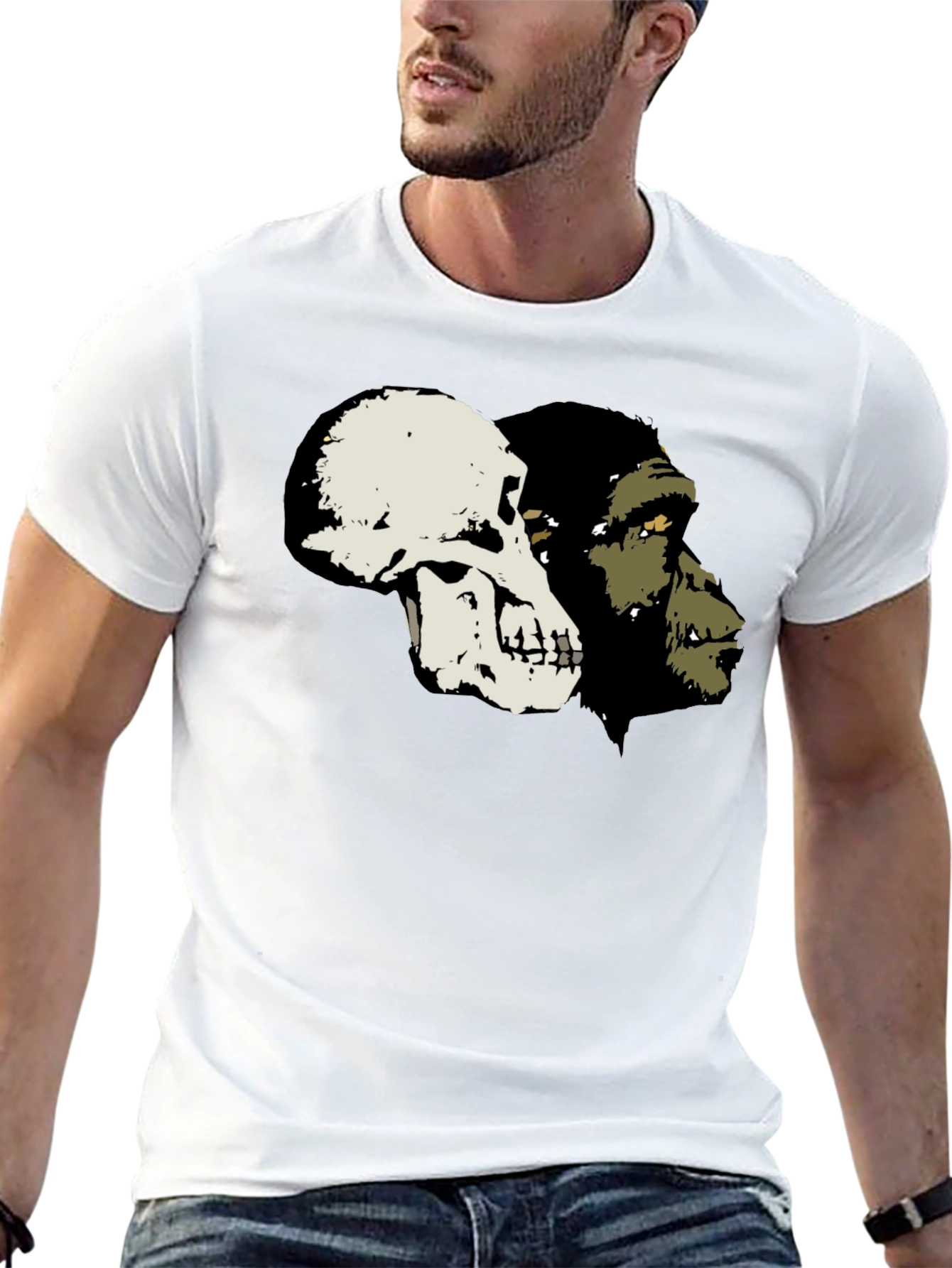 Black Primate Evolution Graphic Tee - Skull & Ape view 13