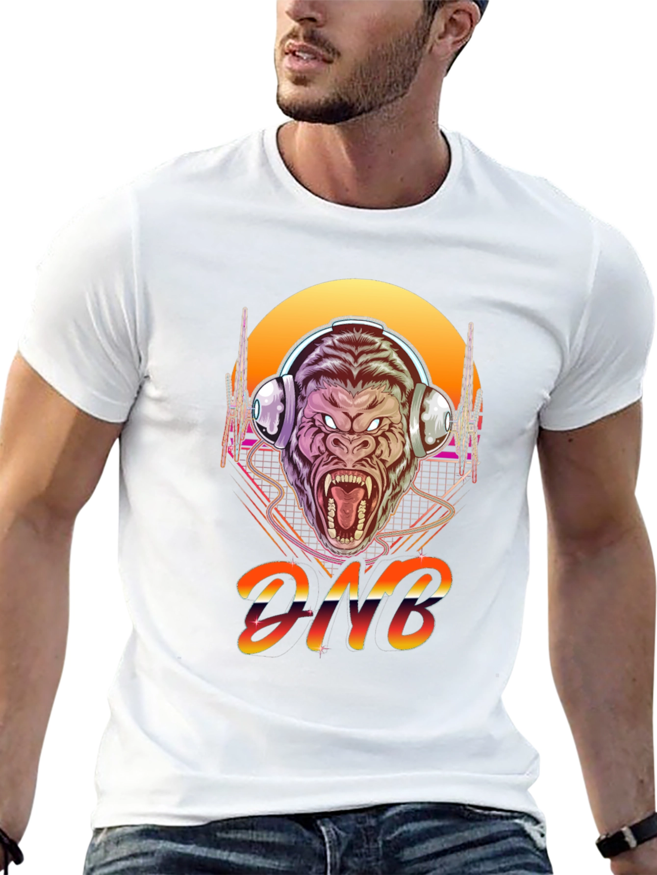 Black DNB Gorilla Retro T-Shirt view 13