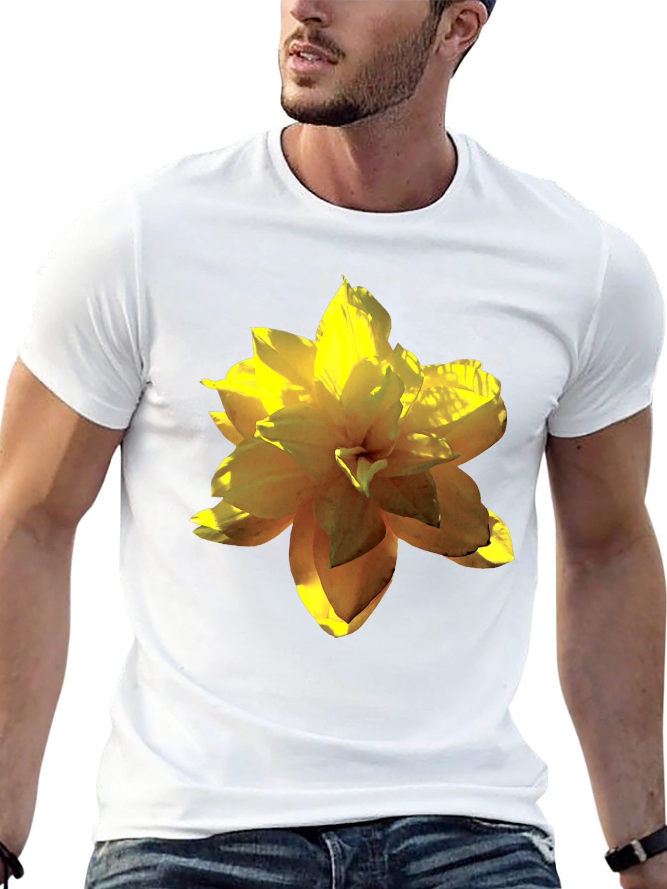 Black Floral Print Black T-Shirt for Men view 13