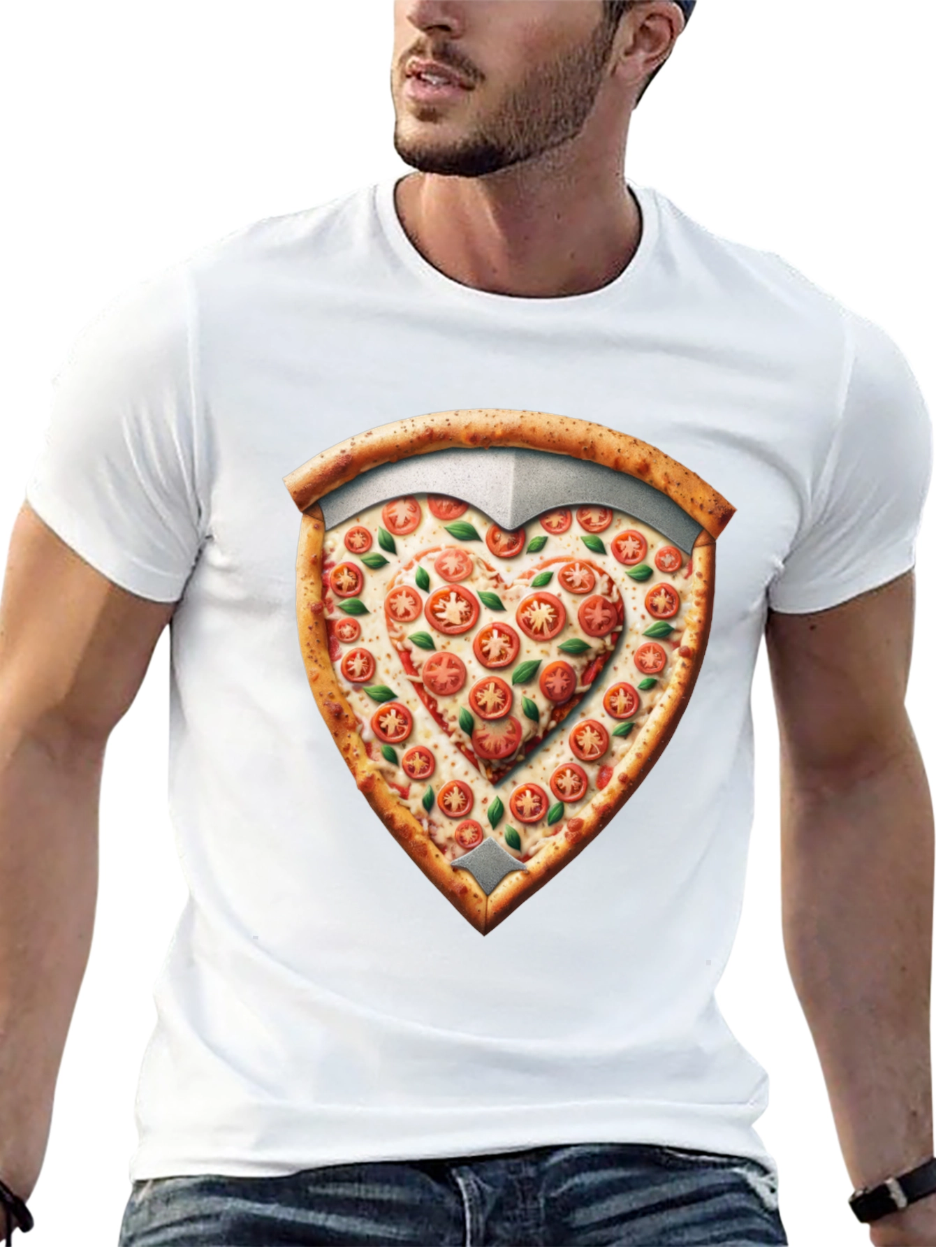 Black Pizza Heart Shield Graphic Tee - Foodie Fashion view 13