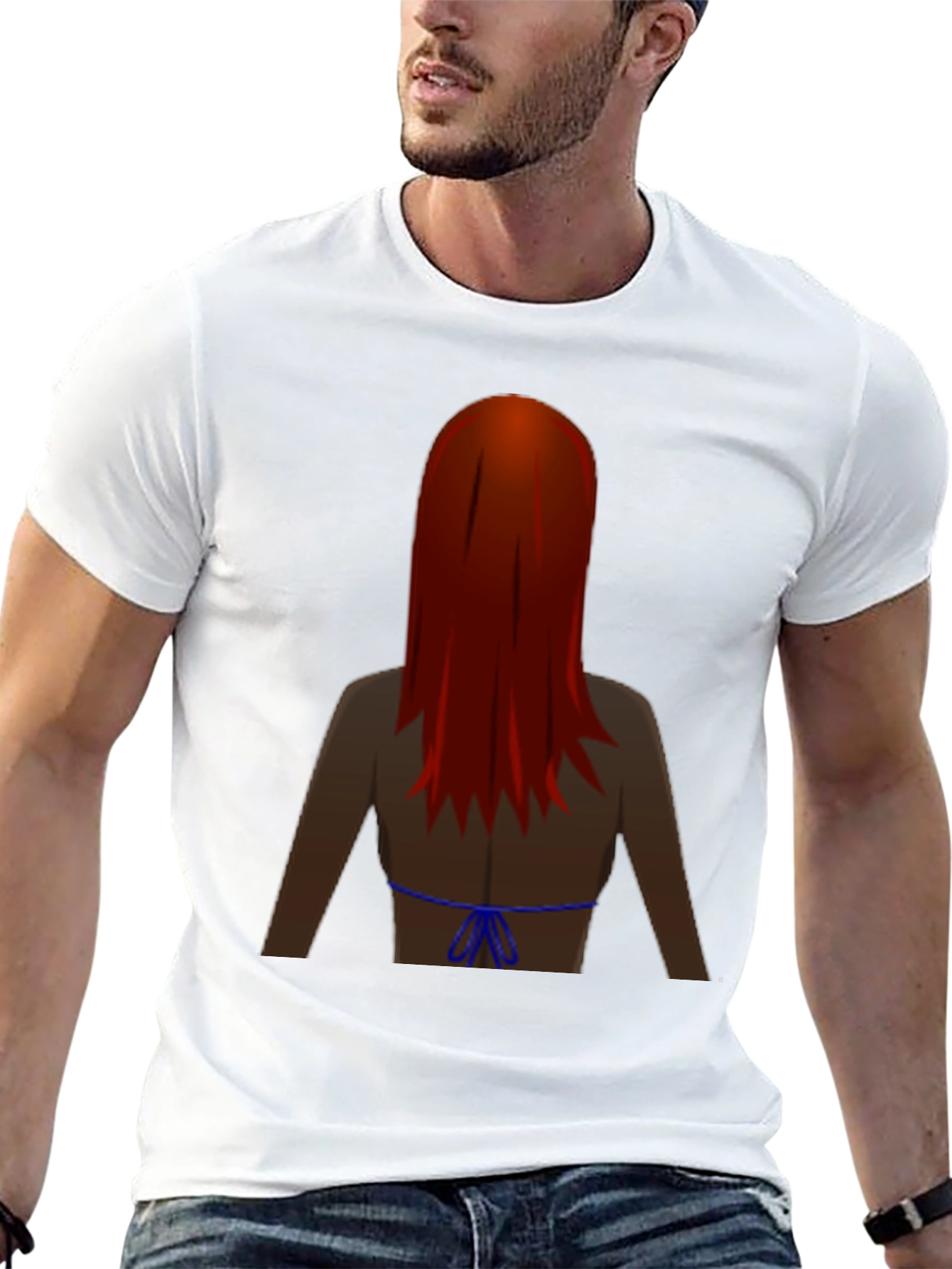 Black Novelty Graphic Tee - Woman with Red Hair view 13