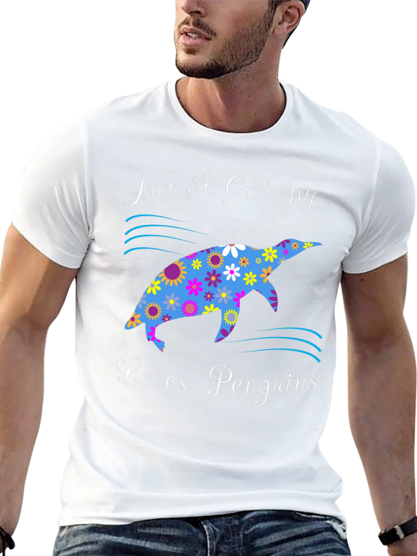 Black Just A Girl Who Loves Penguins Graphic Tee view 13