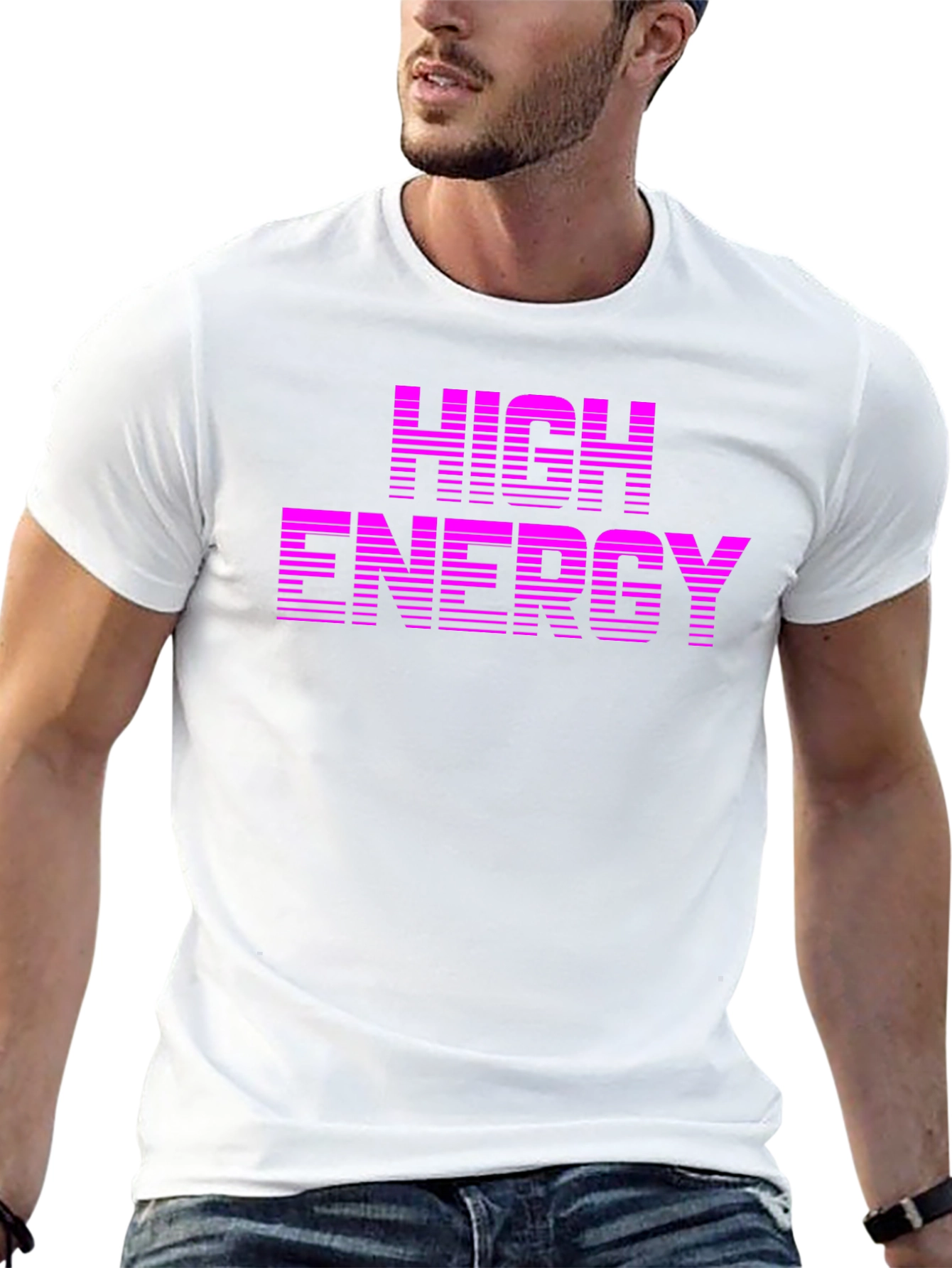 Black High Energy Graphic Tee - Retro Style Black T-Shirt view 13