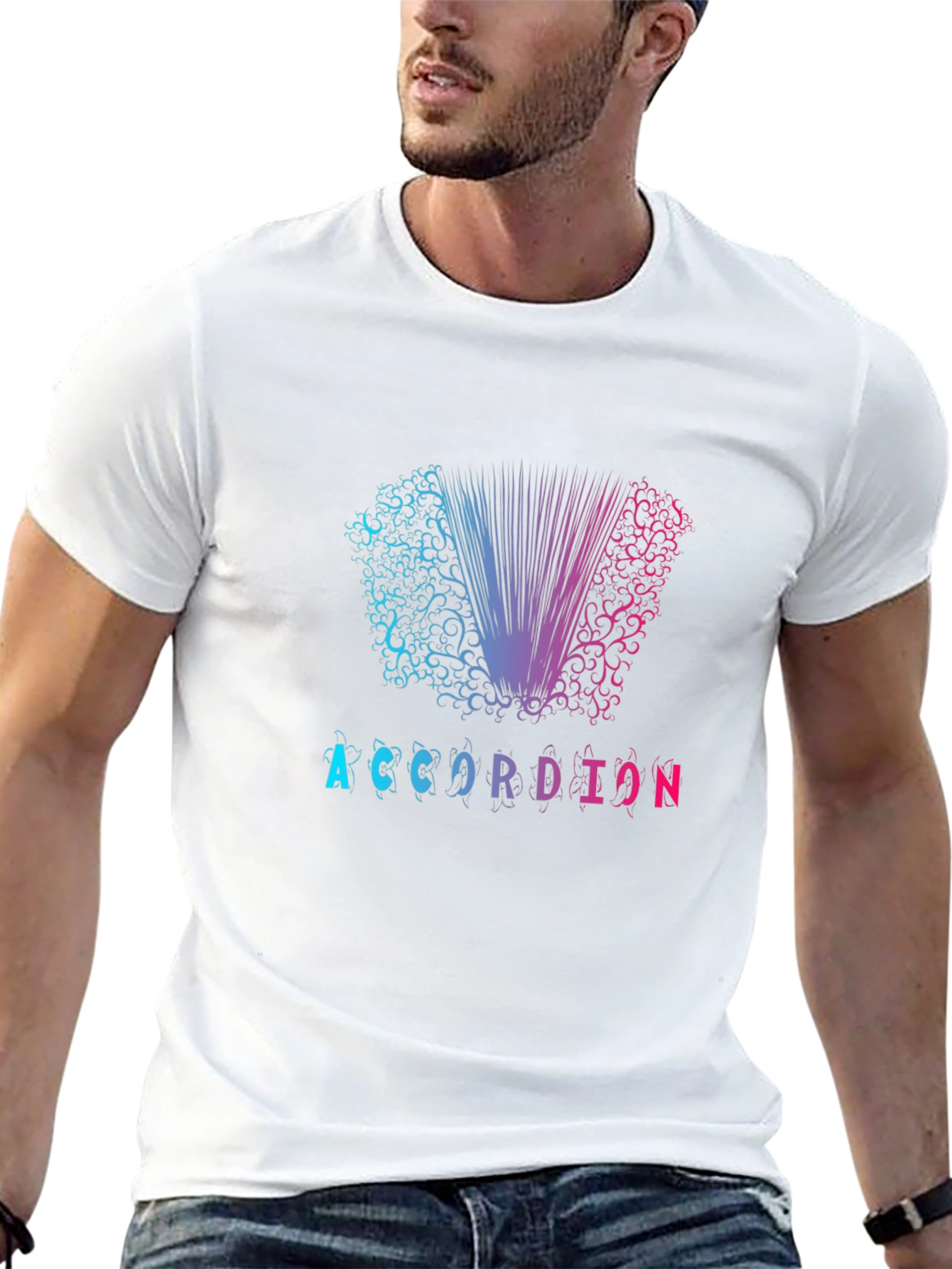 Black Accordion Graphic Print Black T-Shirt view 13