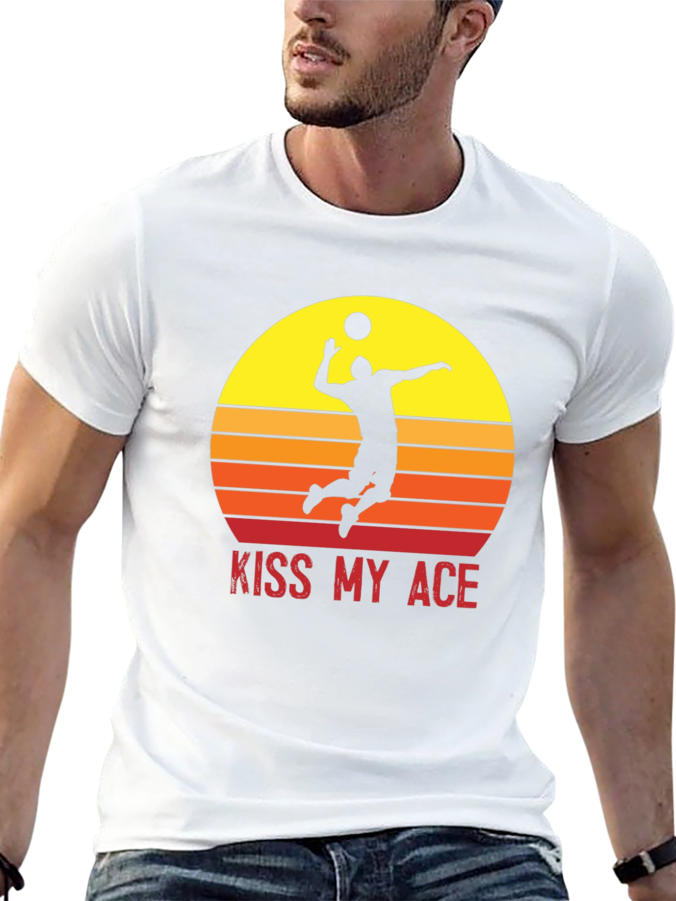 Black Kiss My Ace Volleyball T-Shirt Sunset Design view 13