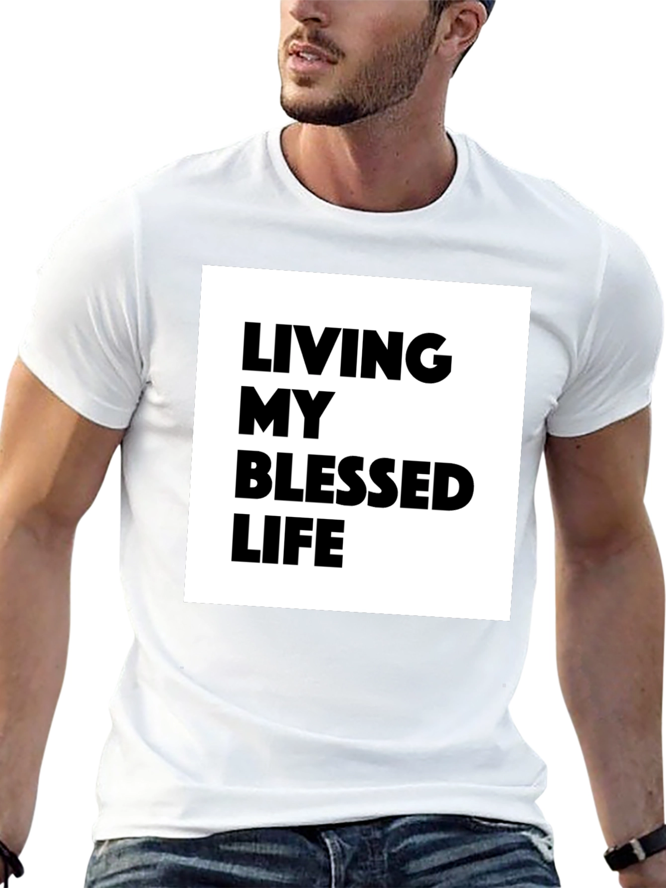 Black Blessed Life Graphic Tee - Black Cotton T-Shirt view 13