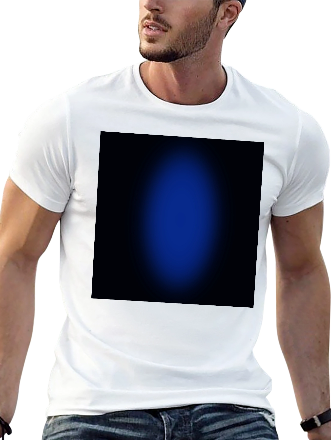Black Black T-Shirt with Abstract Blue Design view 13