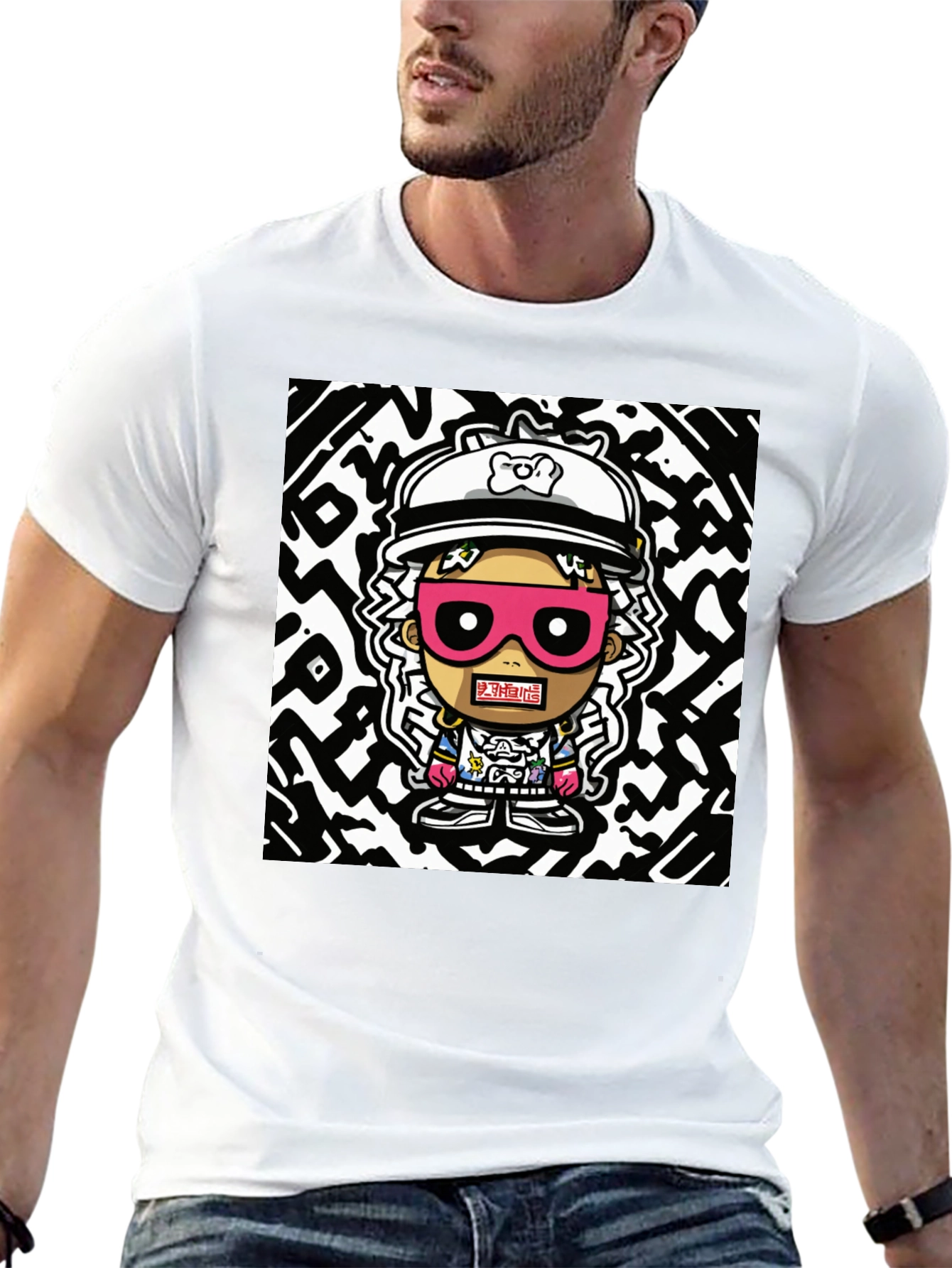 Black Cartoon Graphic Print T-Shirt view 13
