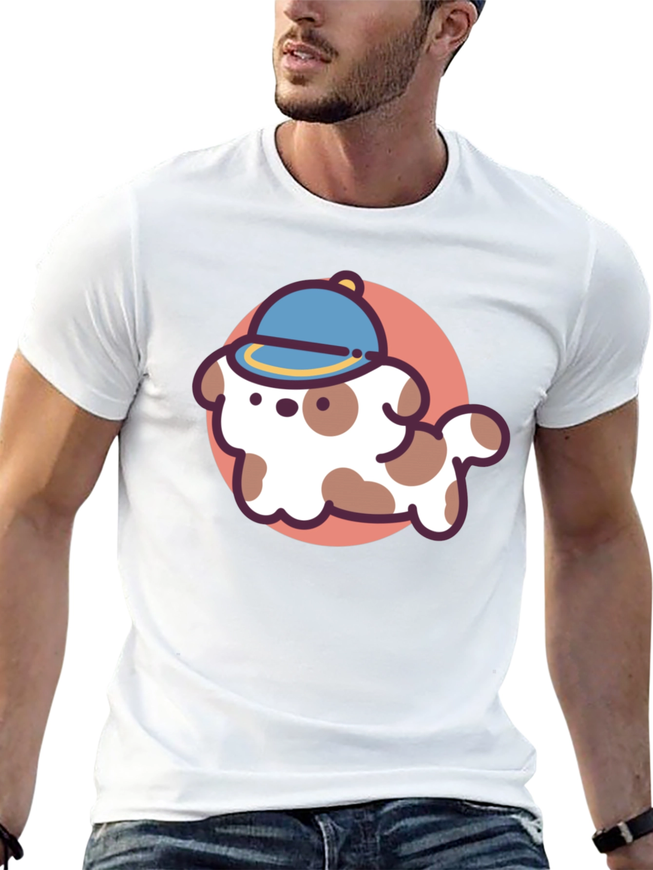 Black Cartoon Dog T-Shirt - Black Cotton Blend view 13