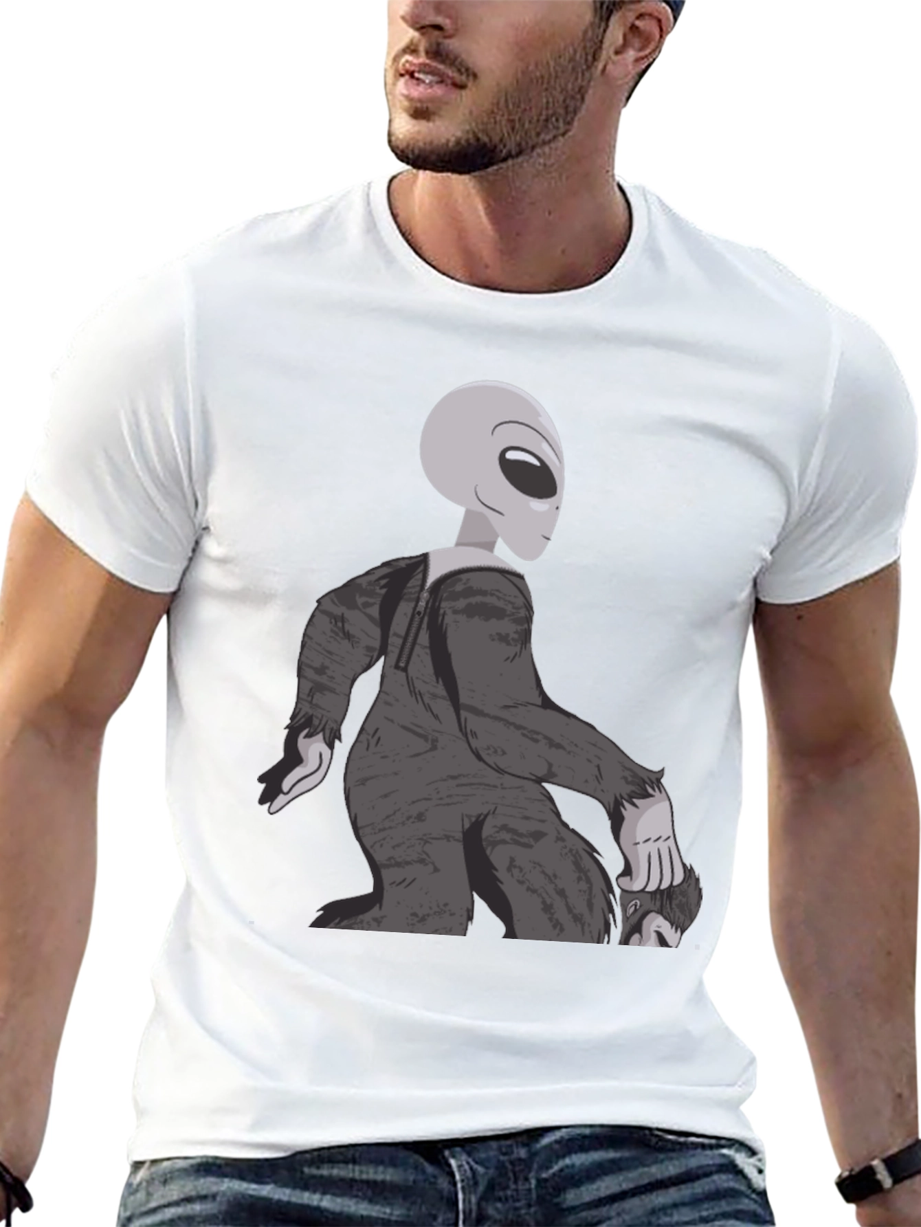 Black Alien Sasquatch T-Shirt - Bigfoot Abduction Tee view 13