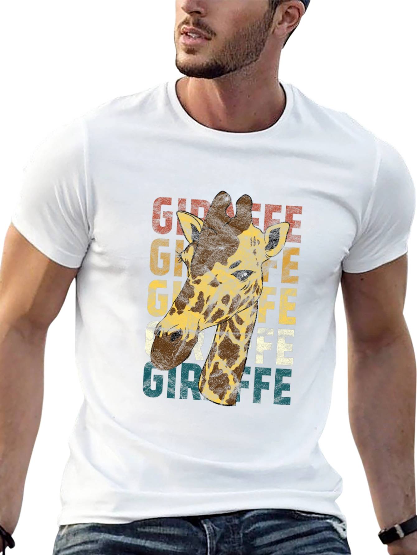 Black Vintage Giraffe Graphic T-Shirt - Unique Animal Tee view 13