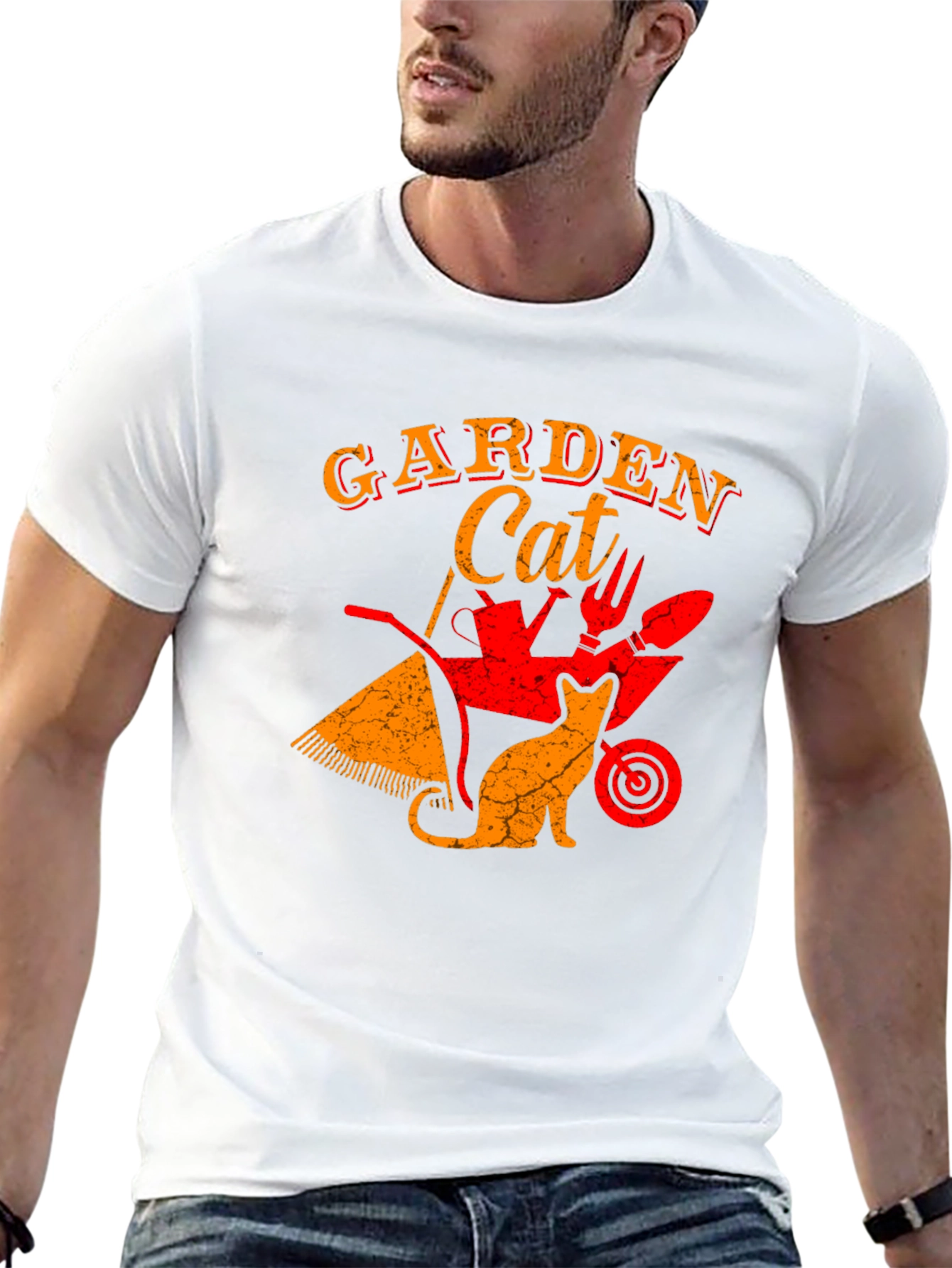 Black Garden Cat Graphic Tee - Gardening Lover T-Shirt view 13