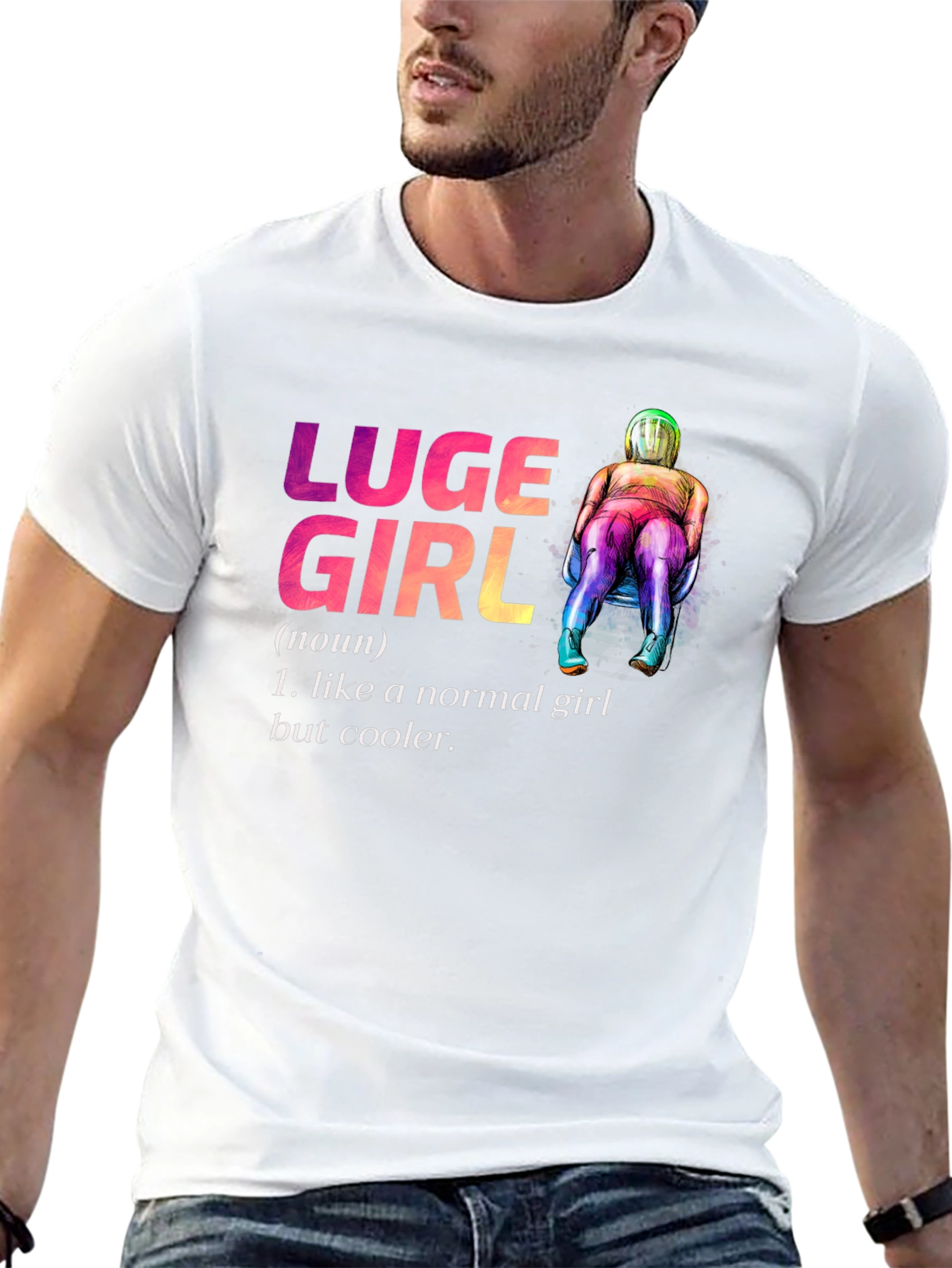 Black Luge Girl T-Shirt - Cooler Than Normal! view 13