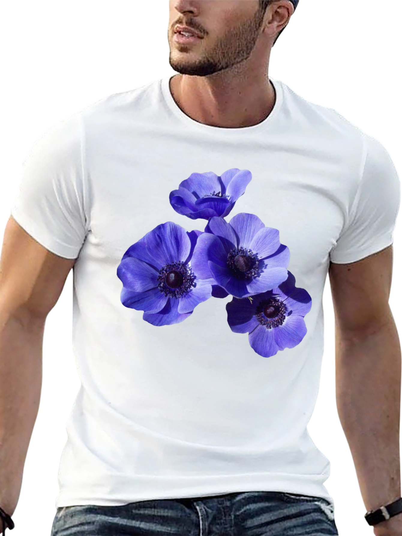 Black Floral Anemone Graphic Black T-Shirt view 13