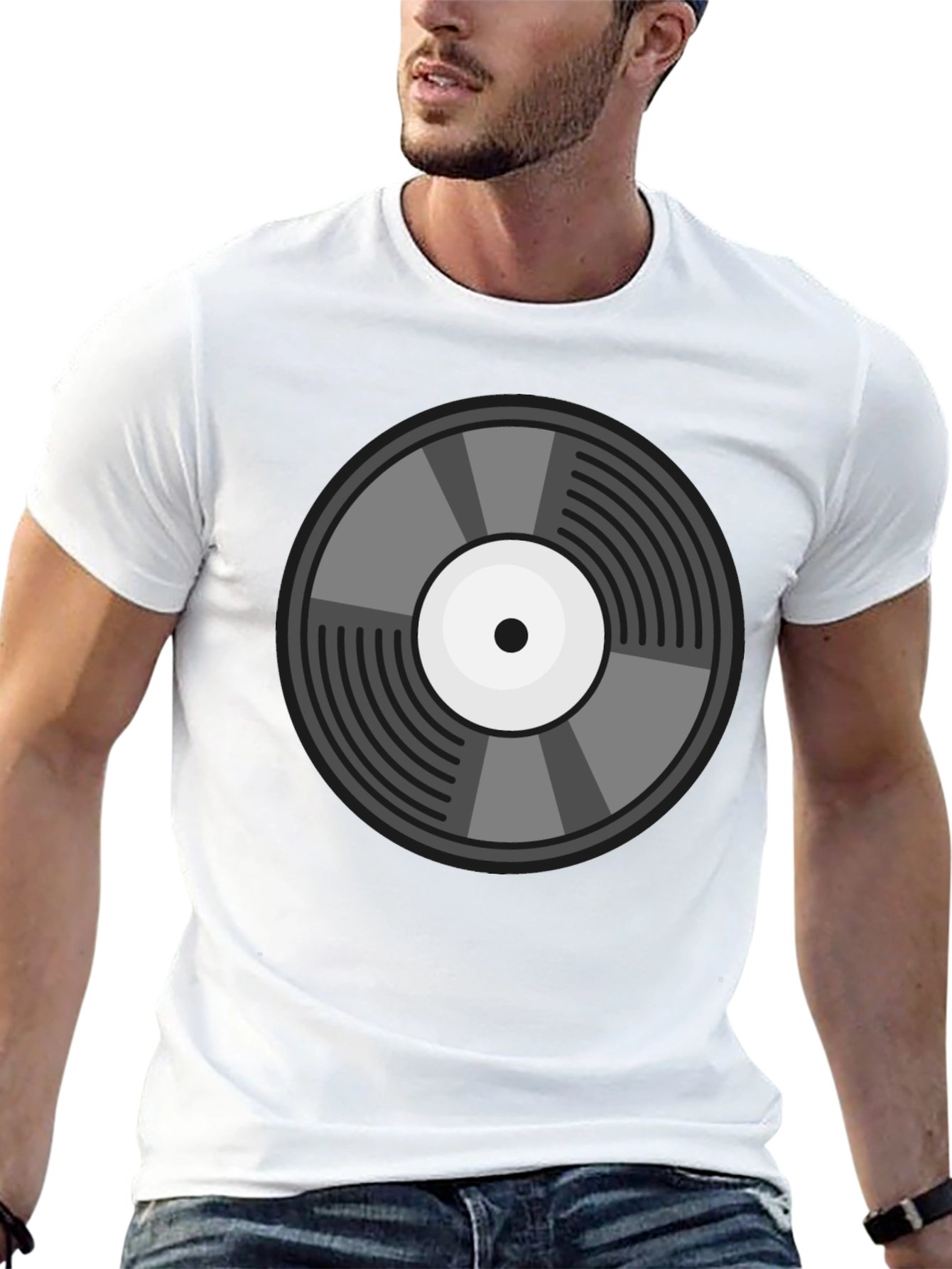 Black Retro Vinyl Record Graphic Tee - Classic Style view 13