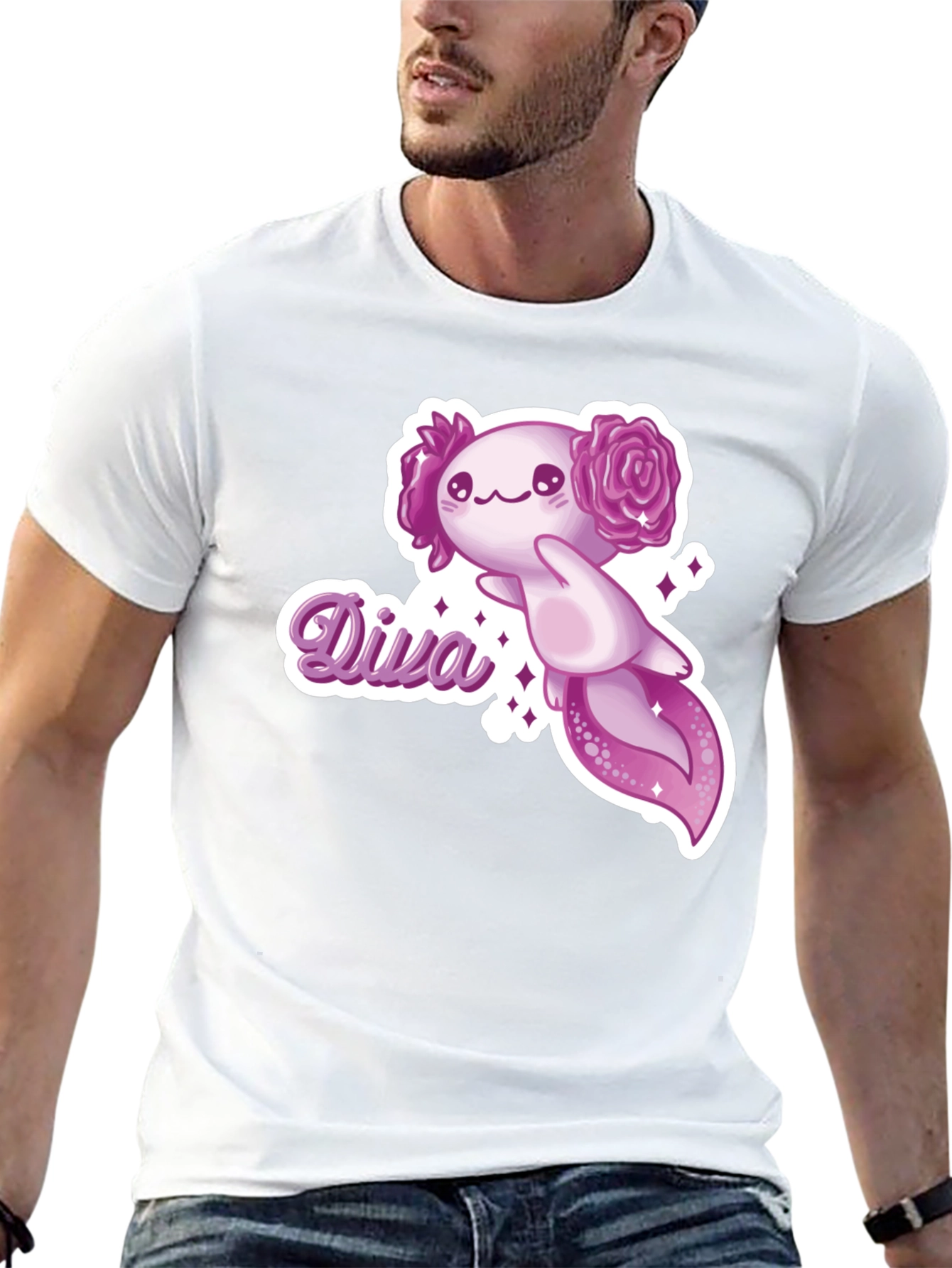 Black Diva Axolotl T-Shirt - Black Cotton Tee view 13