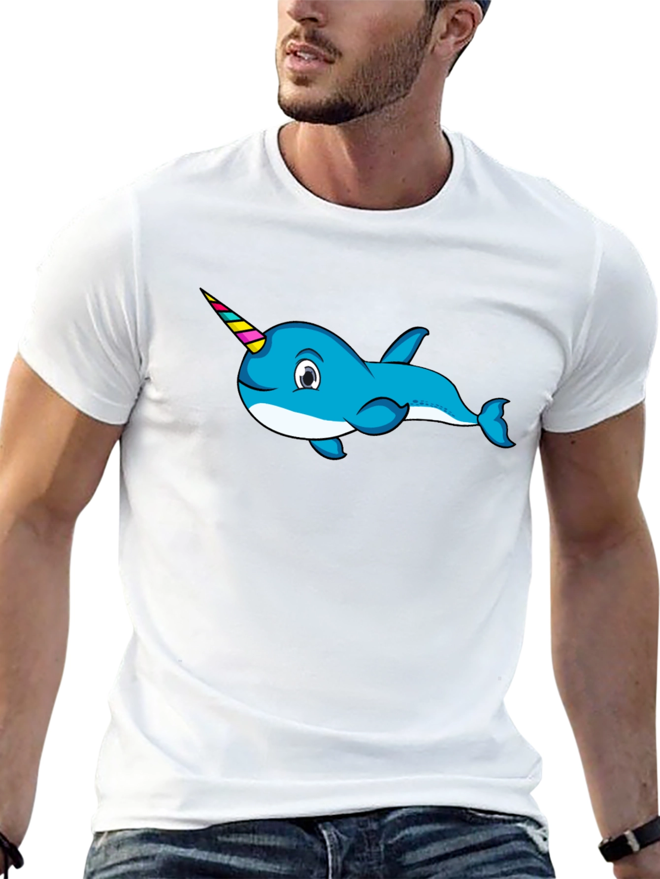 Black Narwhal T-Shirt - Fun Graphic Tee view 13