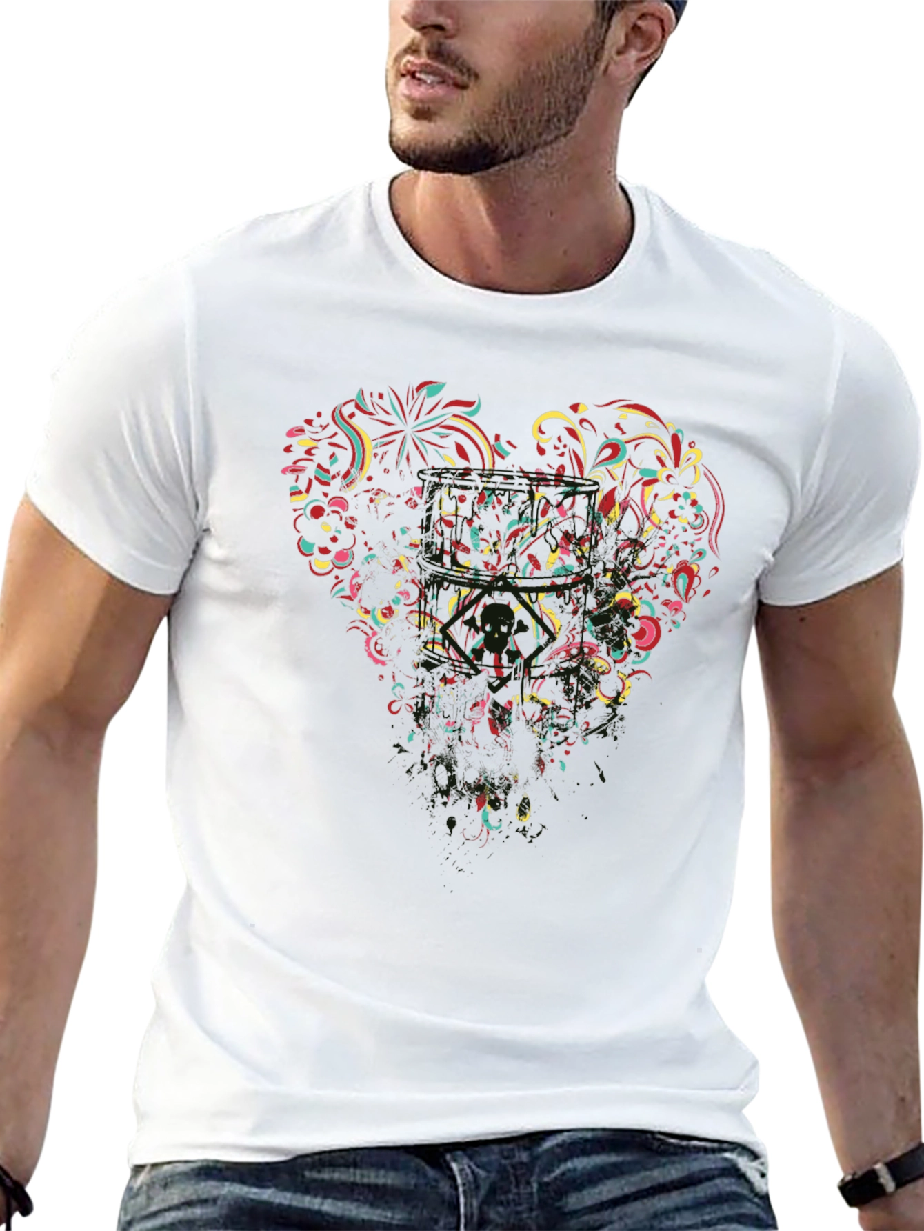 Black Floral Heart Graphic Black T-Shirt view 13
