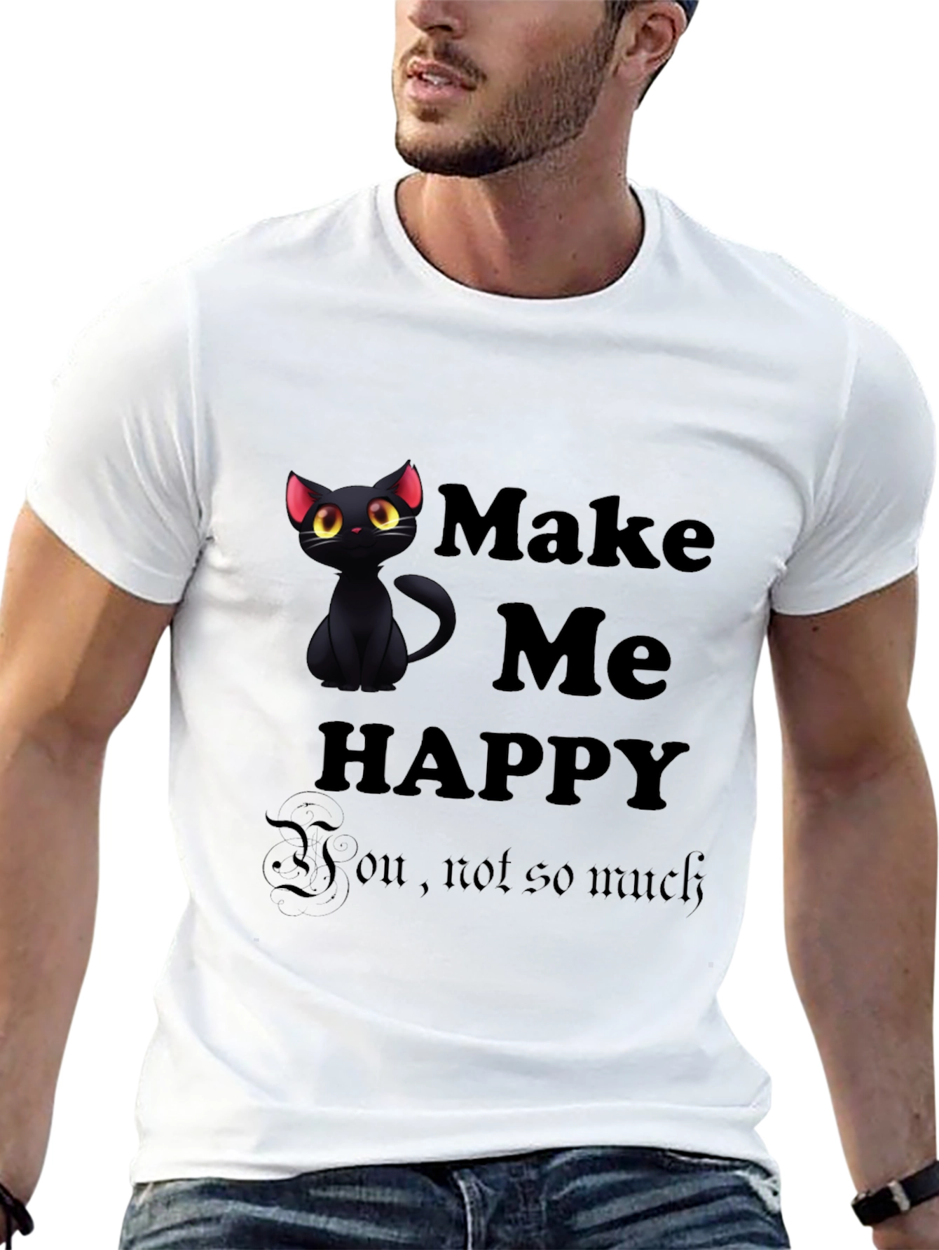 Black Make Me Happy Black Cat T-Shirt view 13