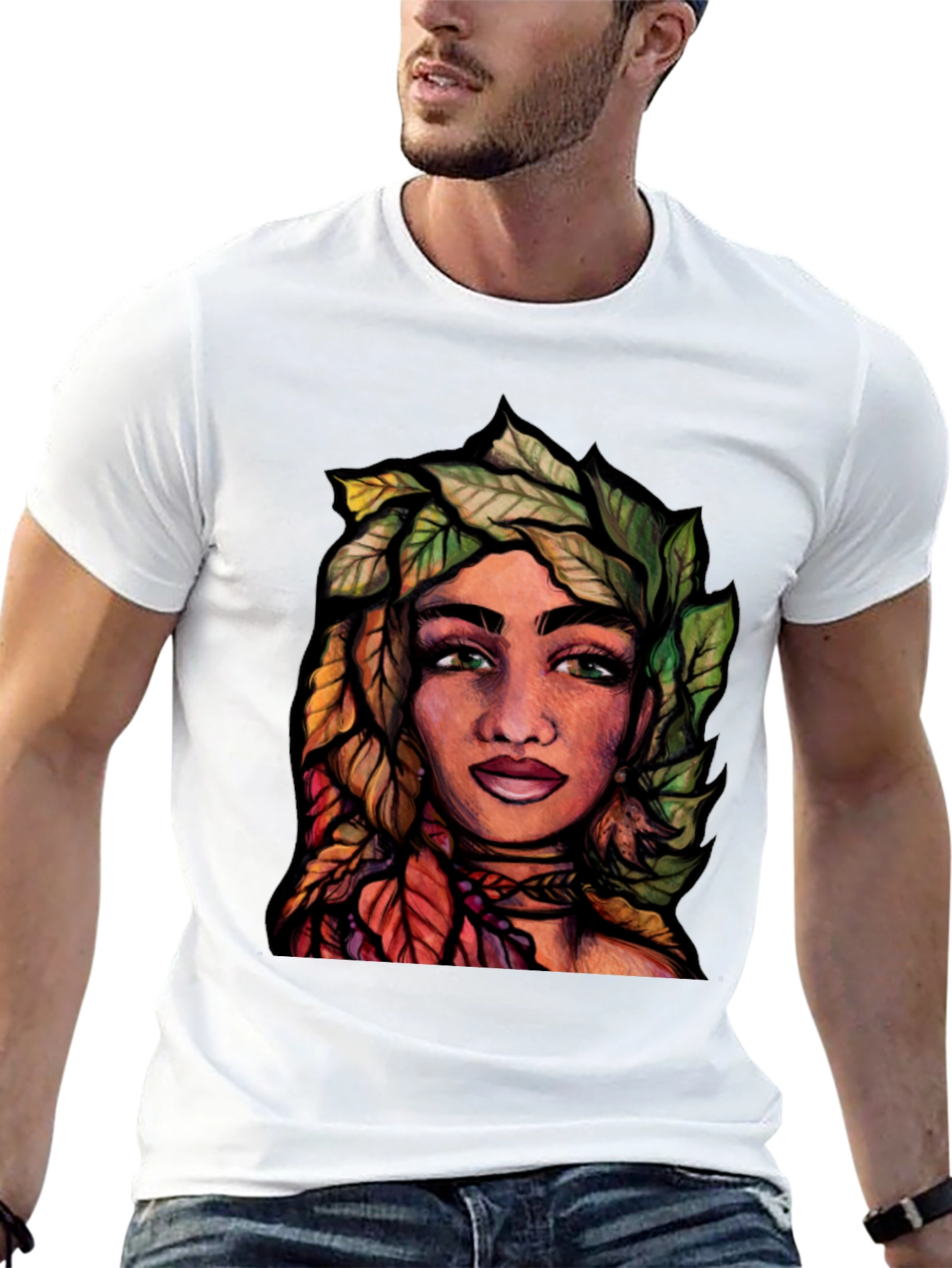 Black Nature Portrait Graphic T-Shirt view 13