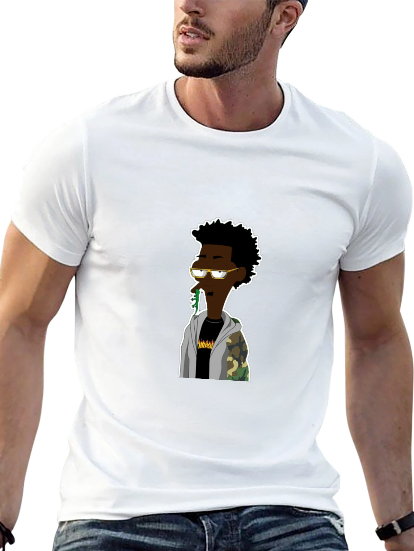 Black Cartoon Character Graphic Black T-Shirt view 13