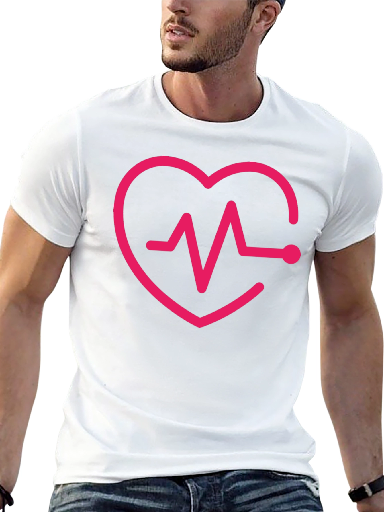 Black Heartbeat Heart Love Graphic T-Shirt view 13