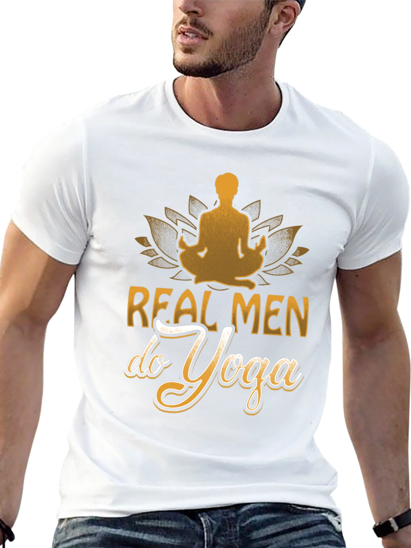 Black Real Men Do Yoga Graphic T-Shirt view 13