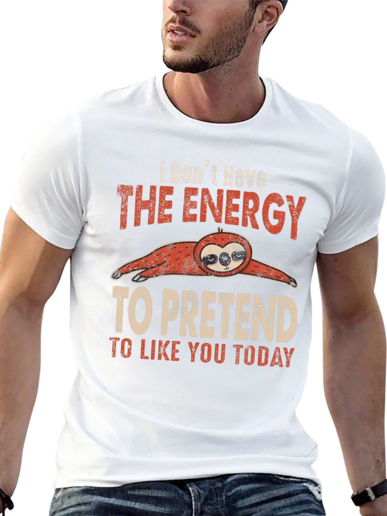 Black Funny Sloth Graphic T-Shirt: Energy to Pretend view 13
