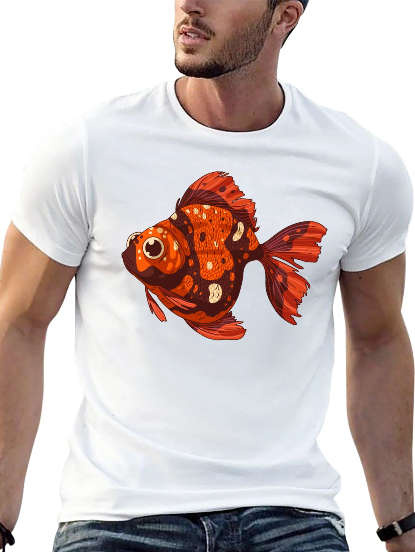 Black Goldfish Graphic Tee - Unique Animal T-Shirt view 13