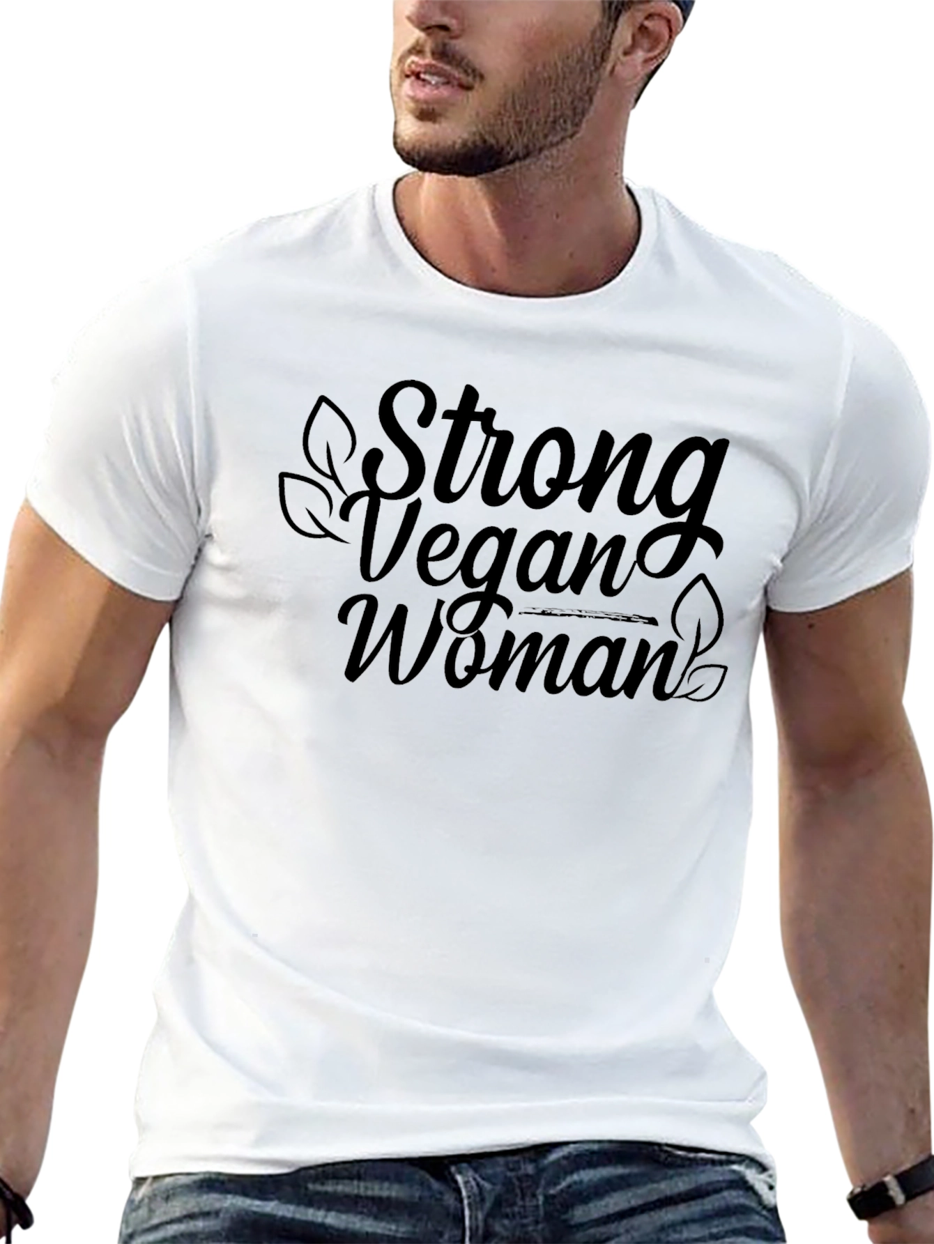 Black Strong Vegan Woman Black T-Shirt view 13