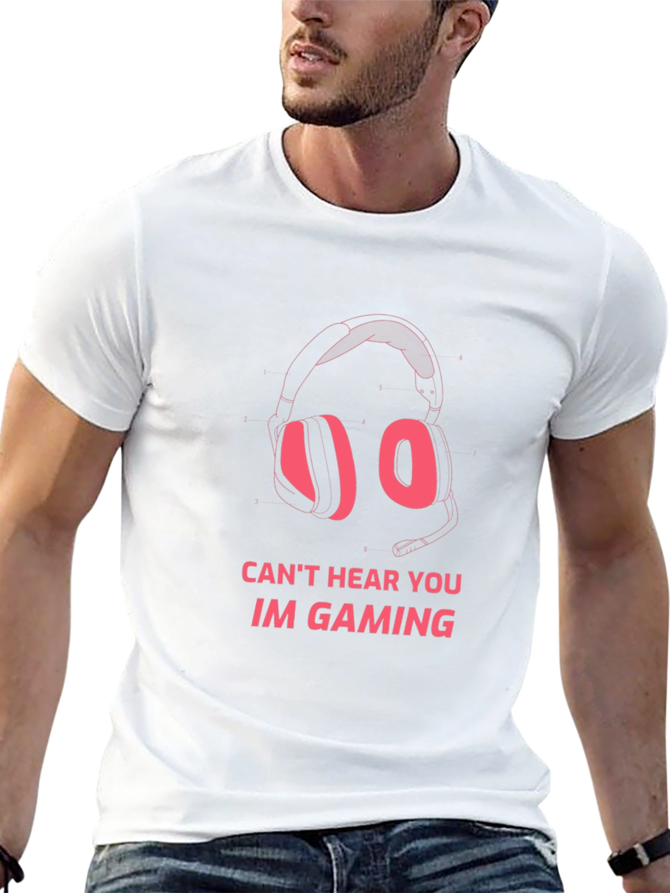 Black Gaming Headset Graphic T-Shirt view 13