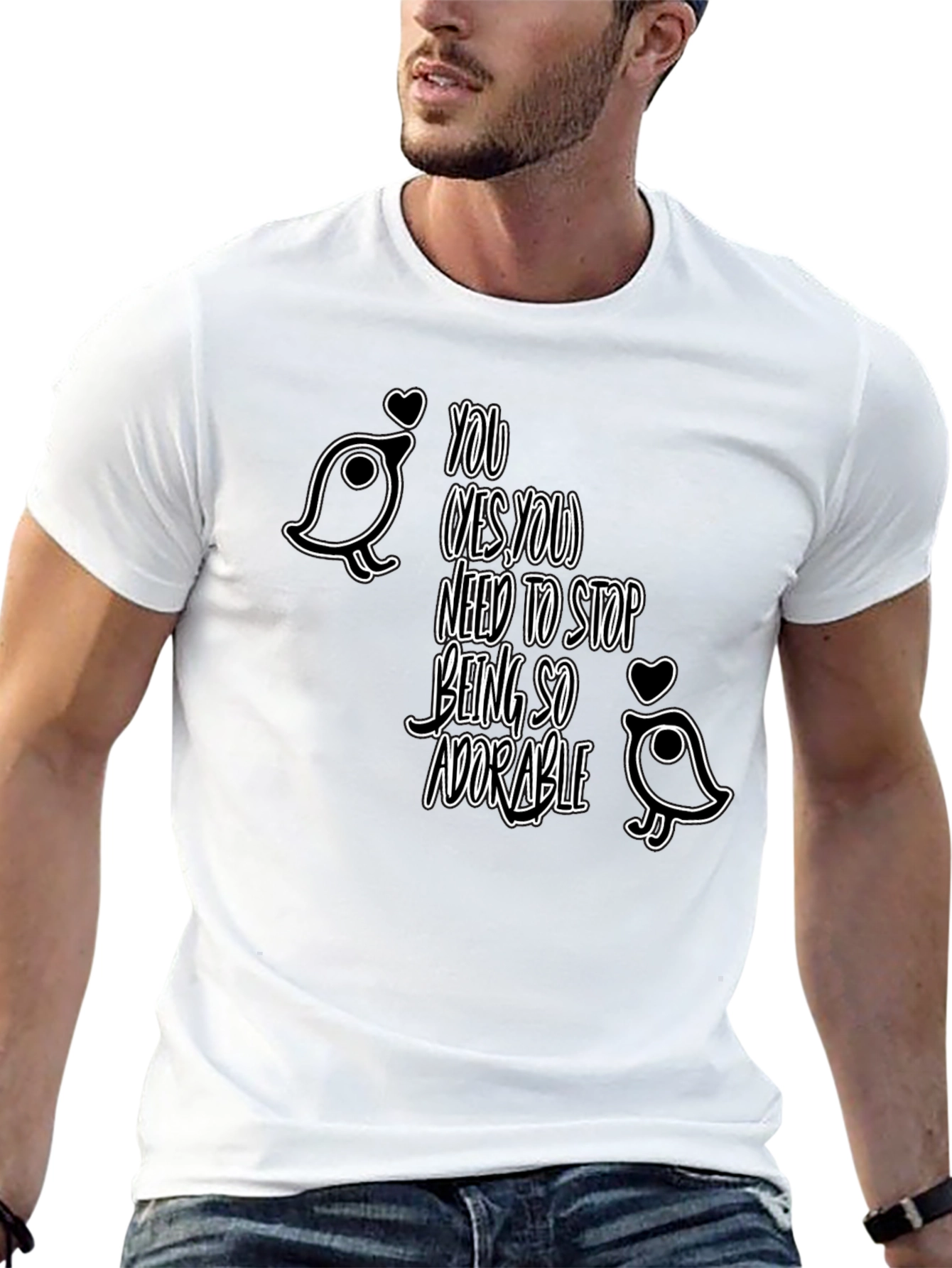 Black Adorable Bird Graphic Tee - Stop Being So Cute! view 13