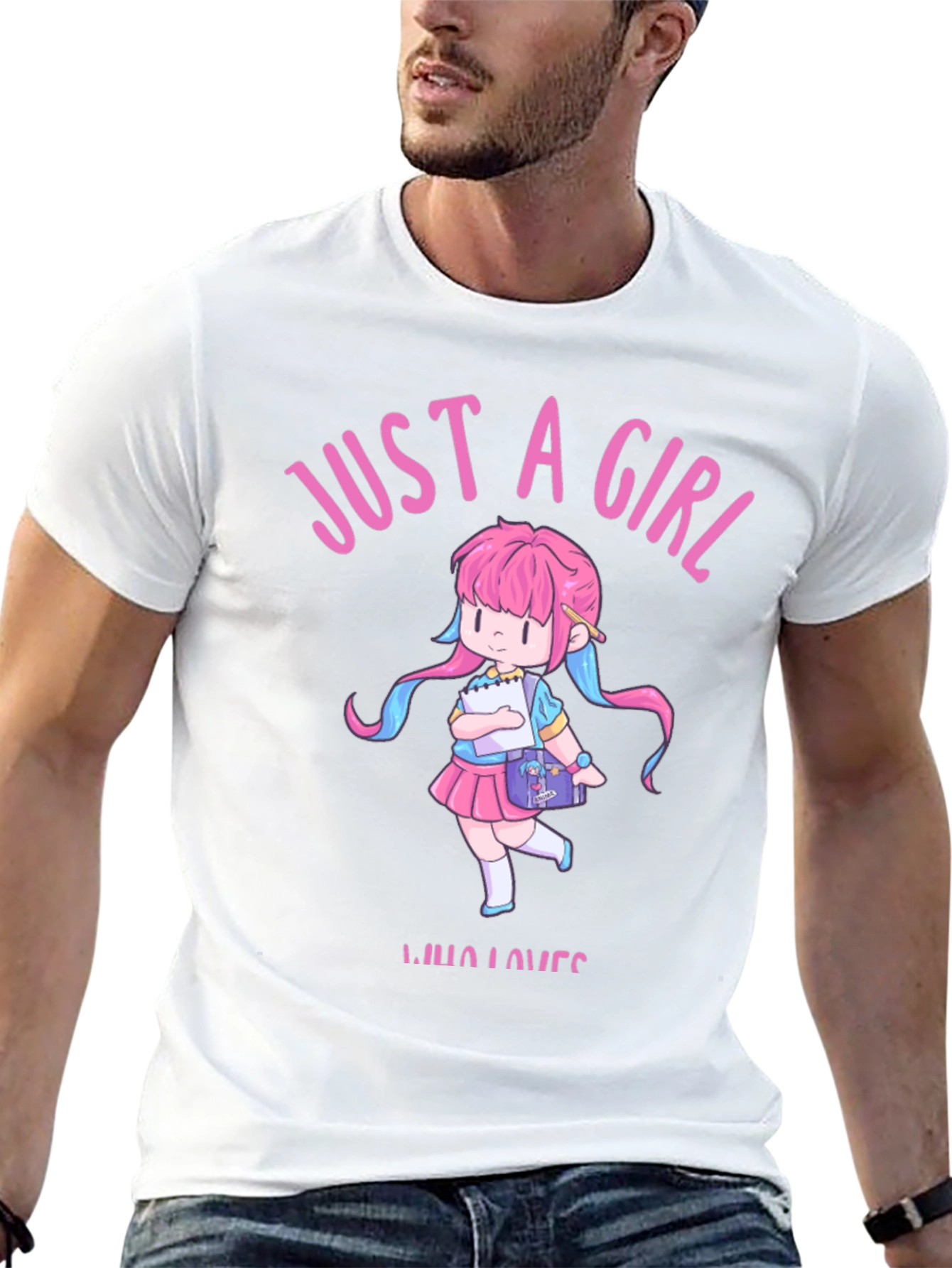 Black Just a Girl Who Loves Anime Black T-Shirt view 13