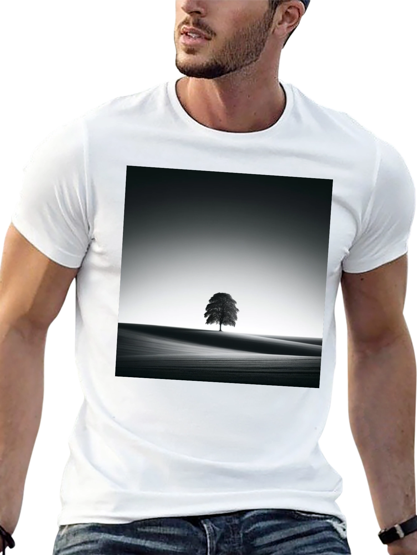 Black Monochrome Tree Graphic Tee - Artistic Menswear view 13
