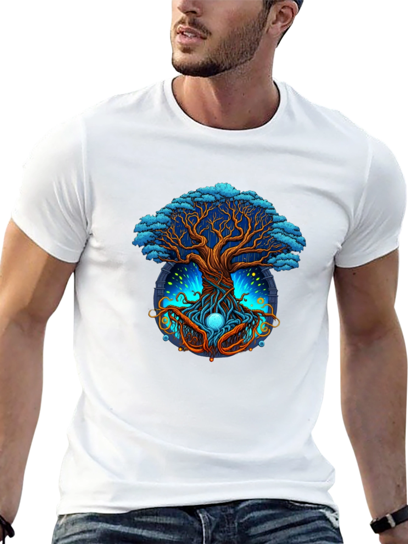 Black Mystic Tree Graphic Tee - Nature Inspired Design view 13
