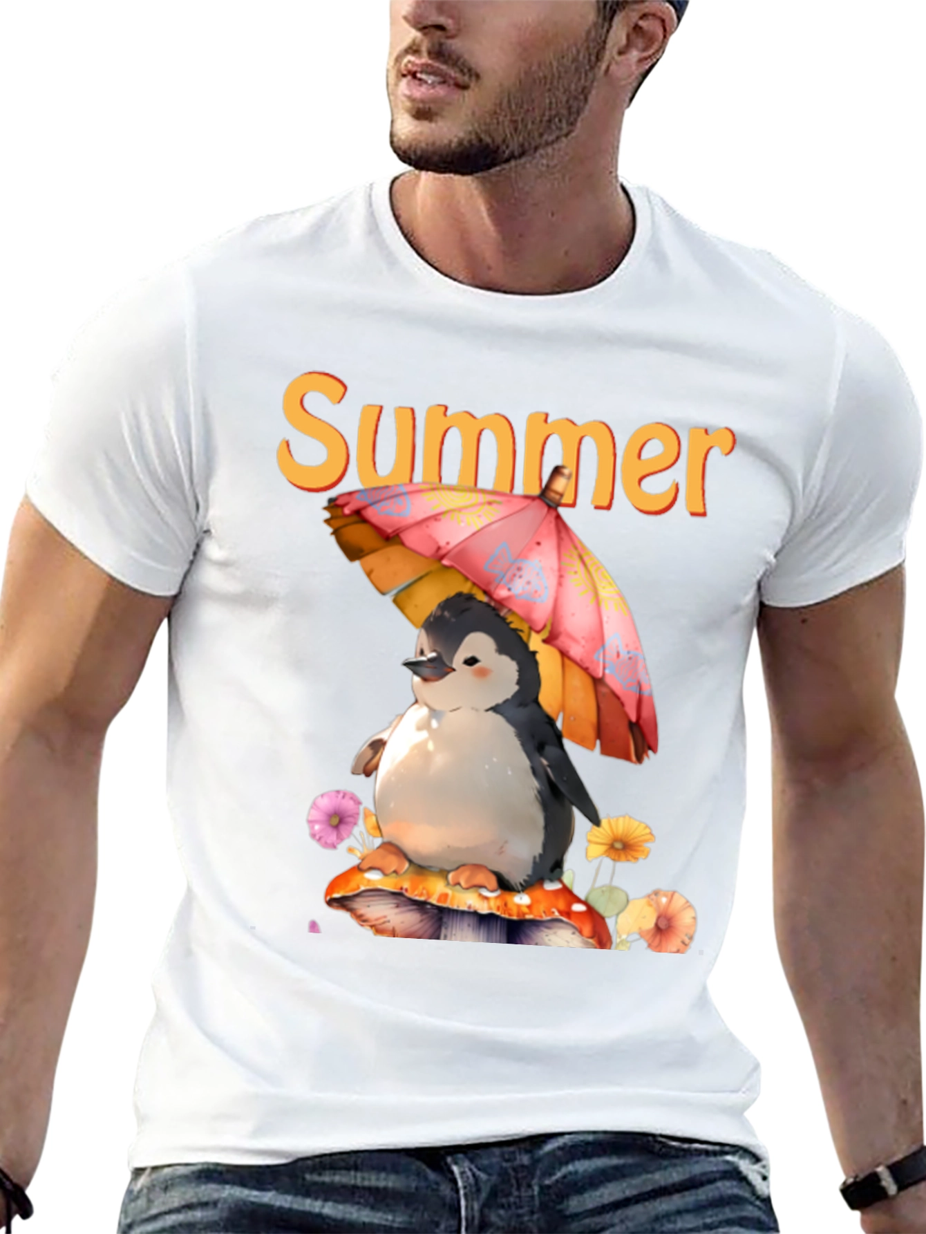 Black Summer Penguin Graphic T-Shirt view 13